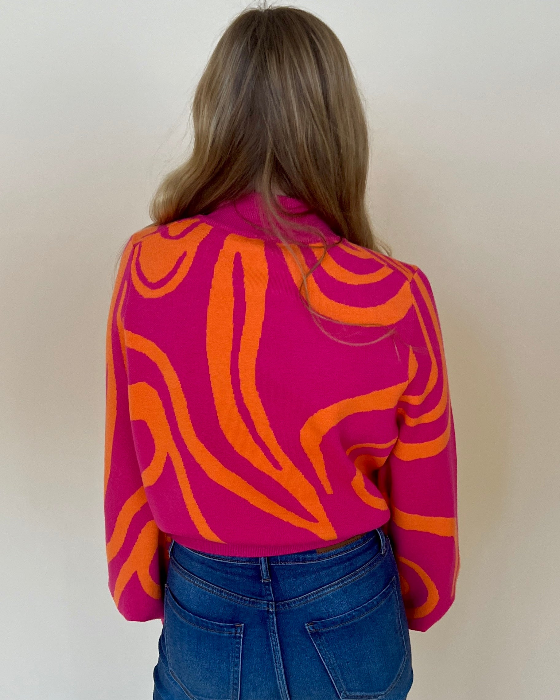 Twisted Romance Hot Pink Swirl Sweater-Shop-Womens-Boutique-Clothing