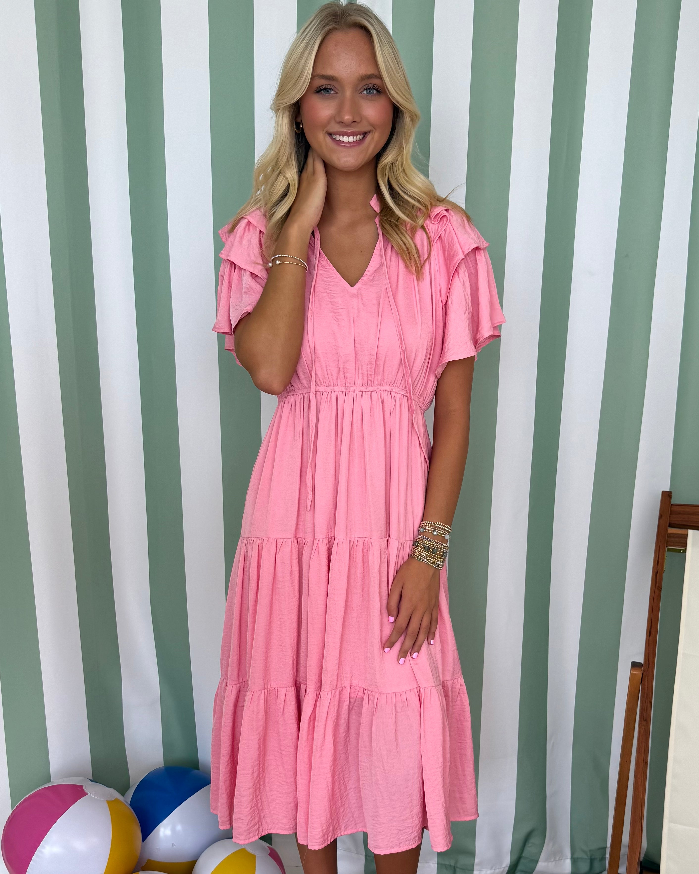 Embrace All Pink Tiered Dress-Shop-Womens-Boutique-Clothing