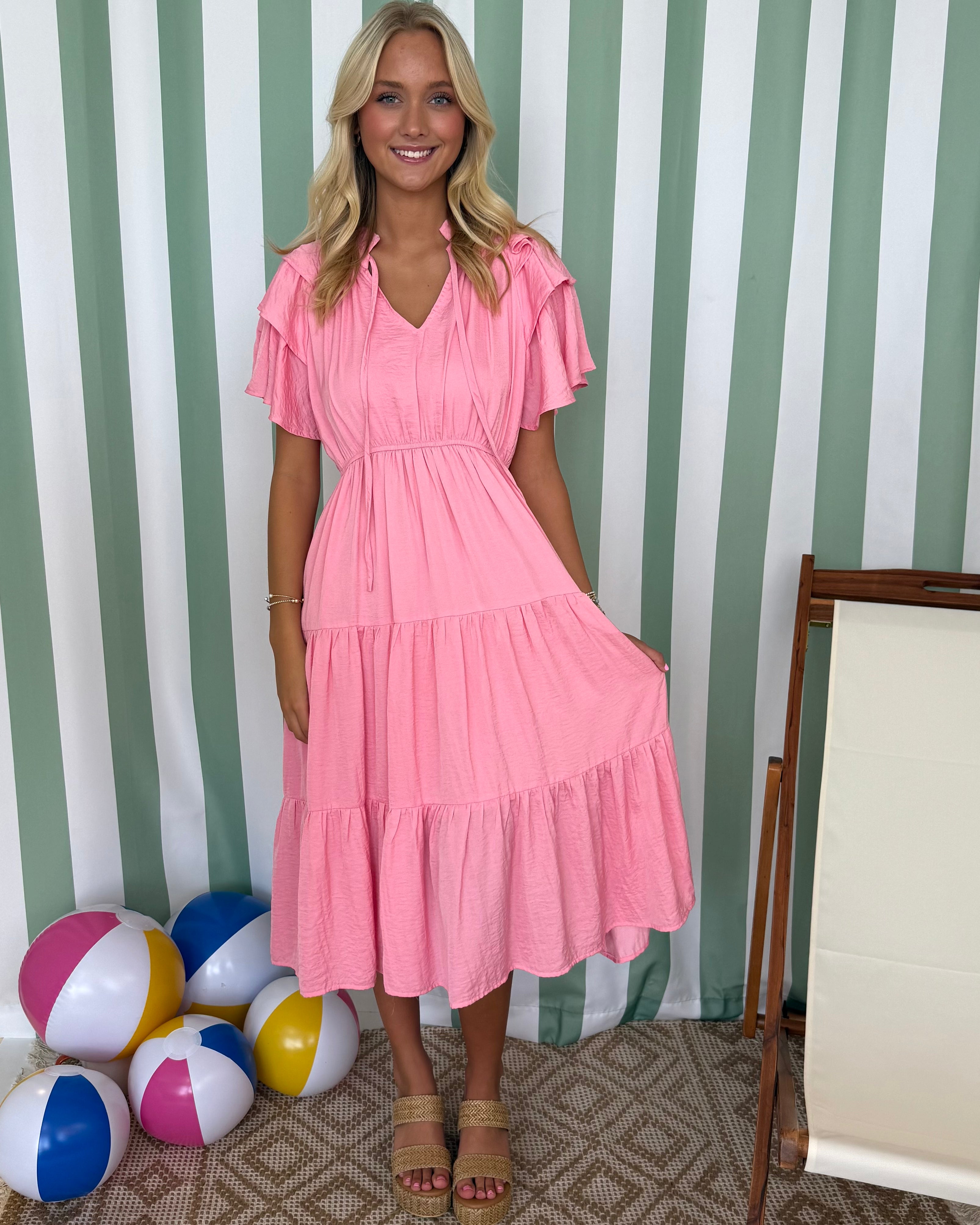 Embrace All Pink Tiered Dress-Shop-Womens-Boutique-Clothing