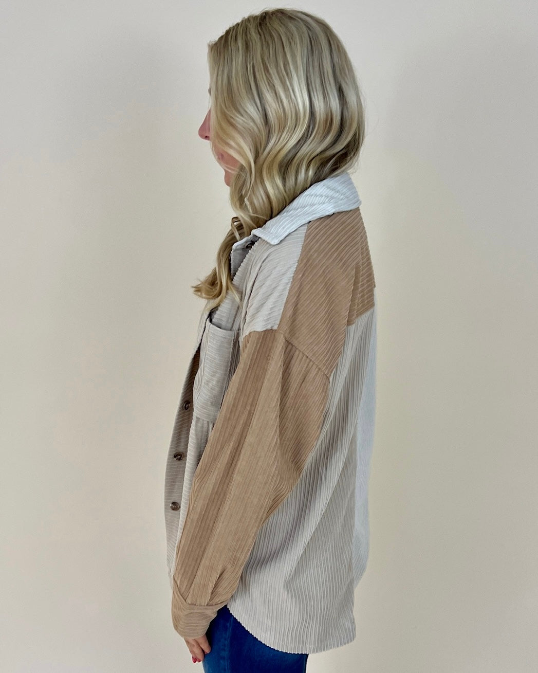 Warming Up Cream Mix Color Block Jacket-Shop-Womens-Boutique-Clothing