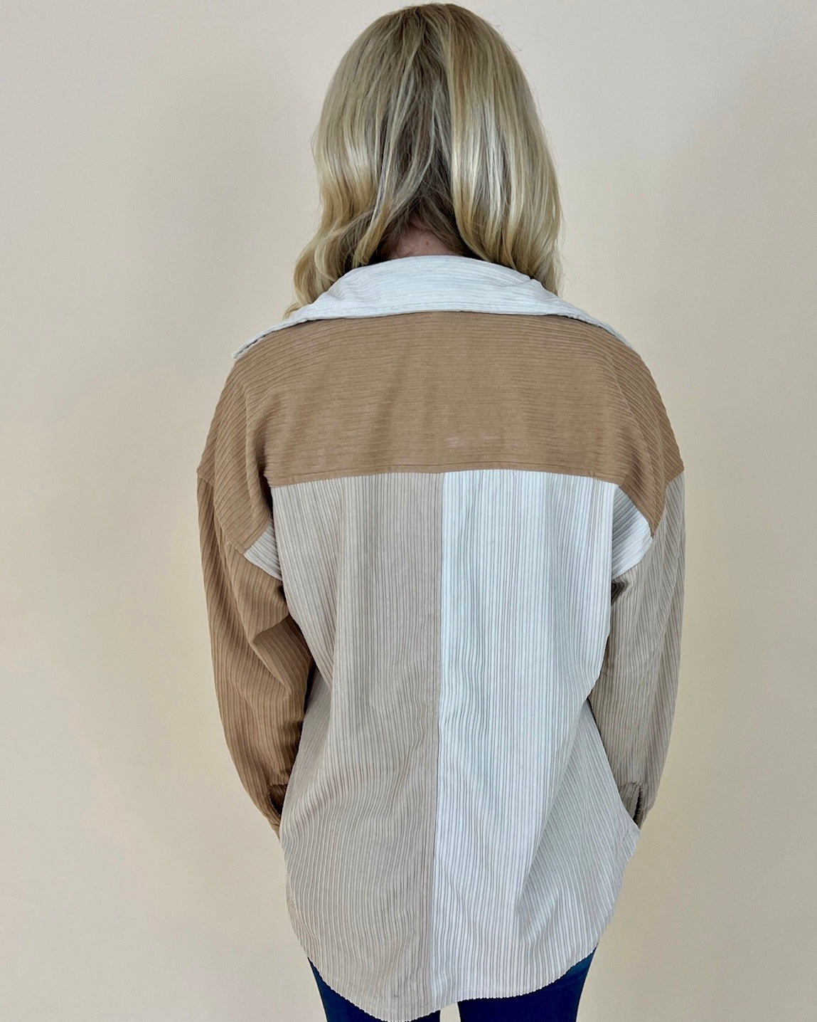 Warming Up Cream Mix Color Block Jacket-Shop-Womens-Boutique-Clothing