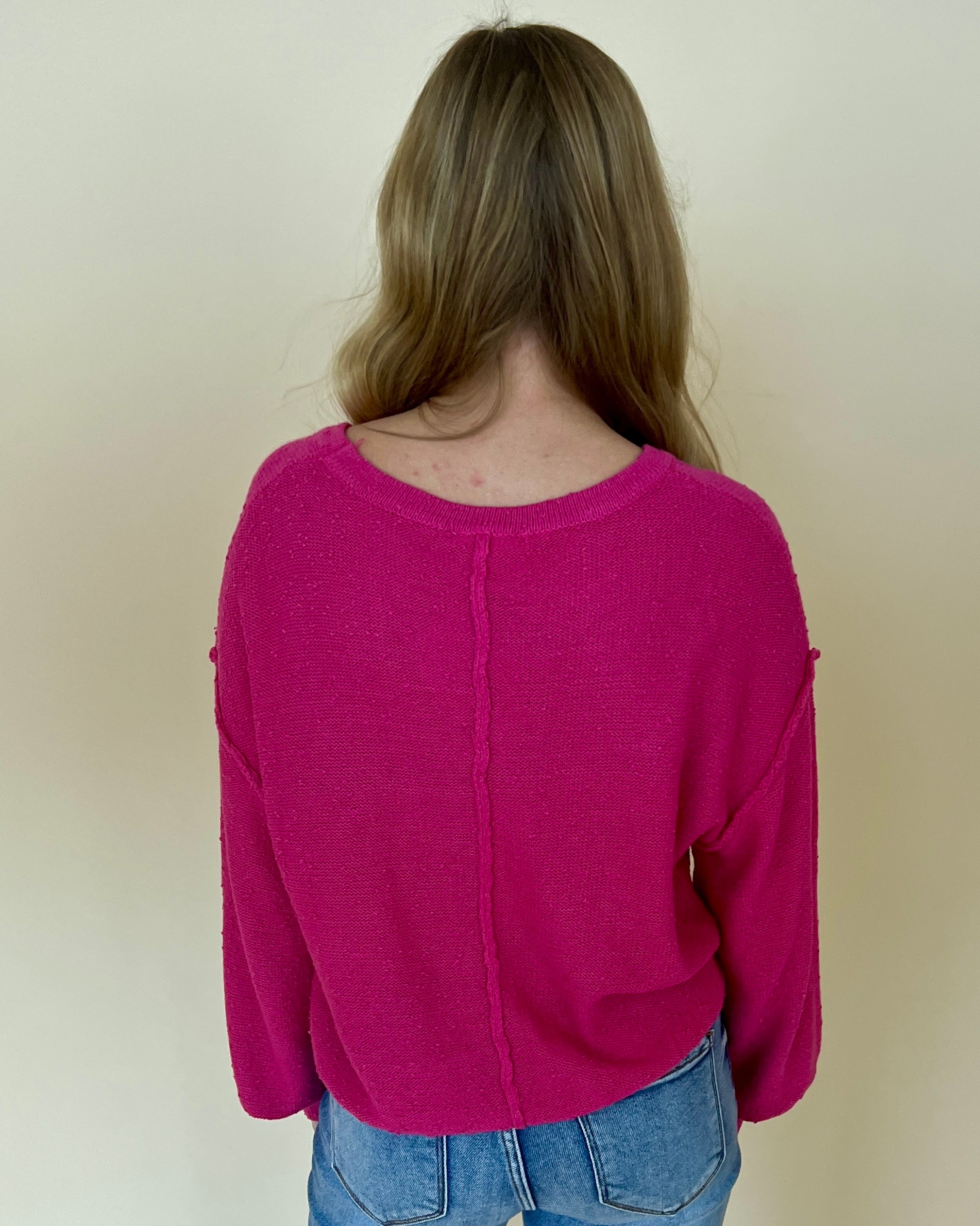 Endless Nights Hot Pink Popcorn Knit Sweater-Shop-Womens-Boutique-Clothing