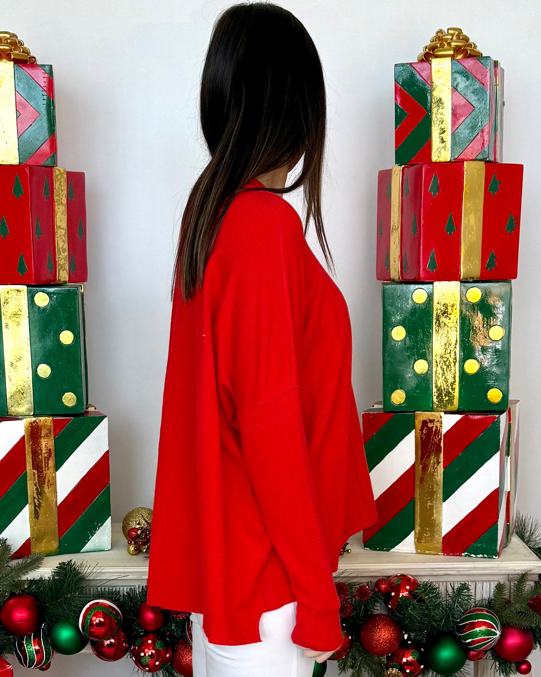 Running Around Red Apple Lightweight Sweater-Shop-Womens-Boutique-Clothing