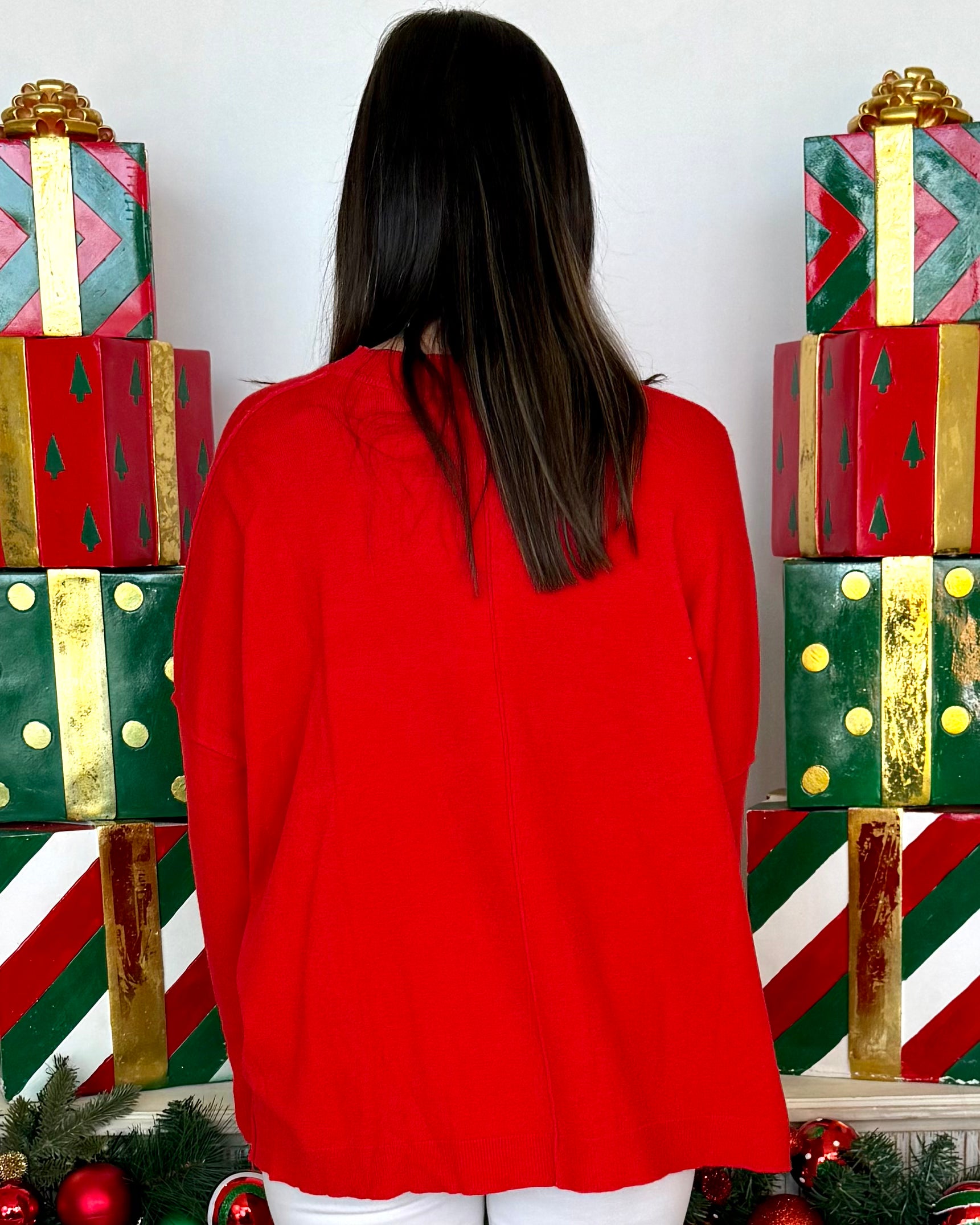 Running Around Red Apple Lightweight Sweater-Shop-Womens-Boutique-Clothing