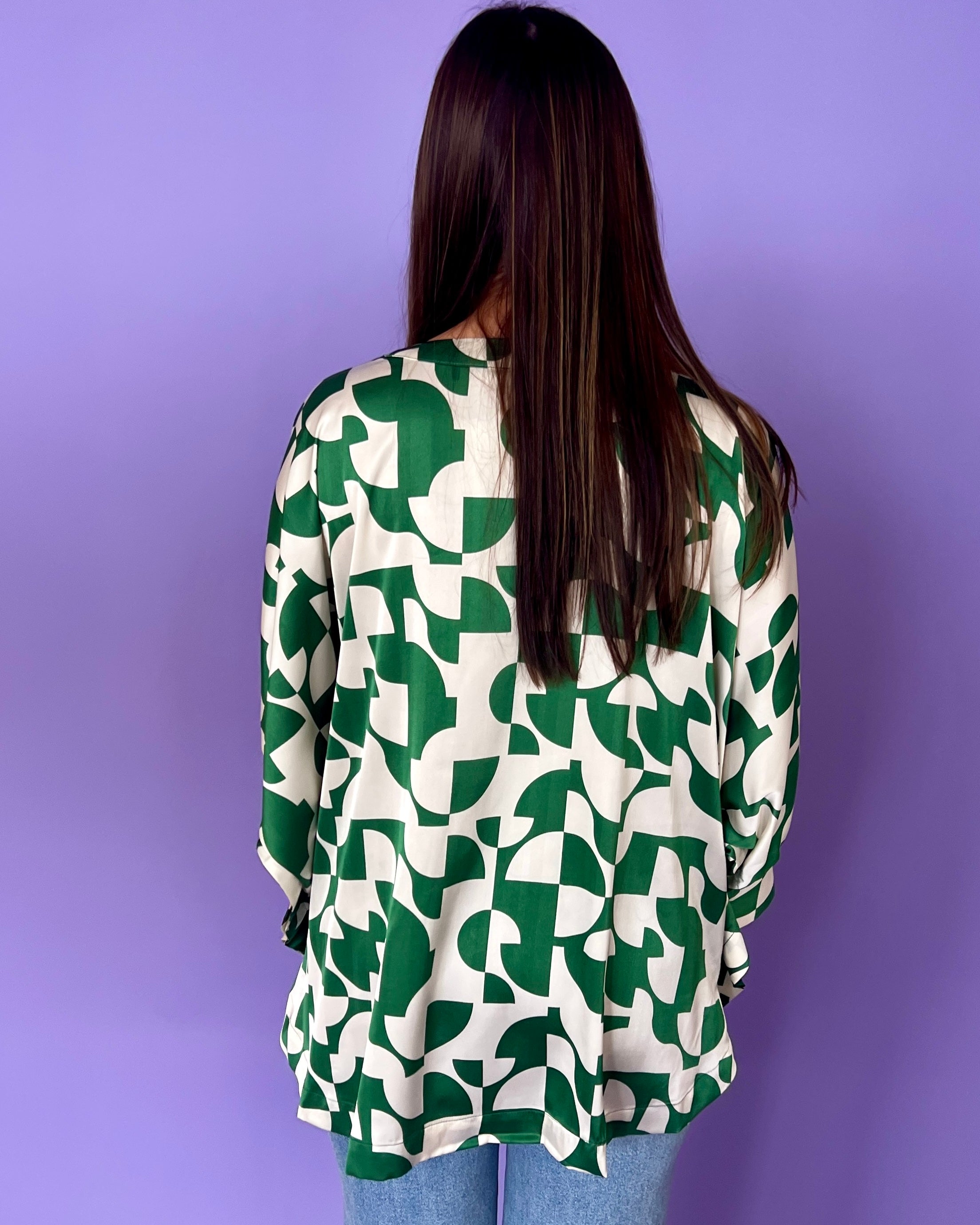 All Set Kelly Green Geometric Top-Shop-Womens-Boutique-Clothing