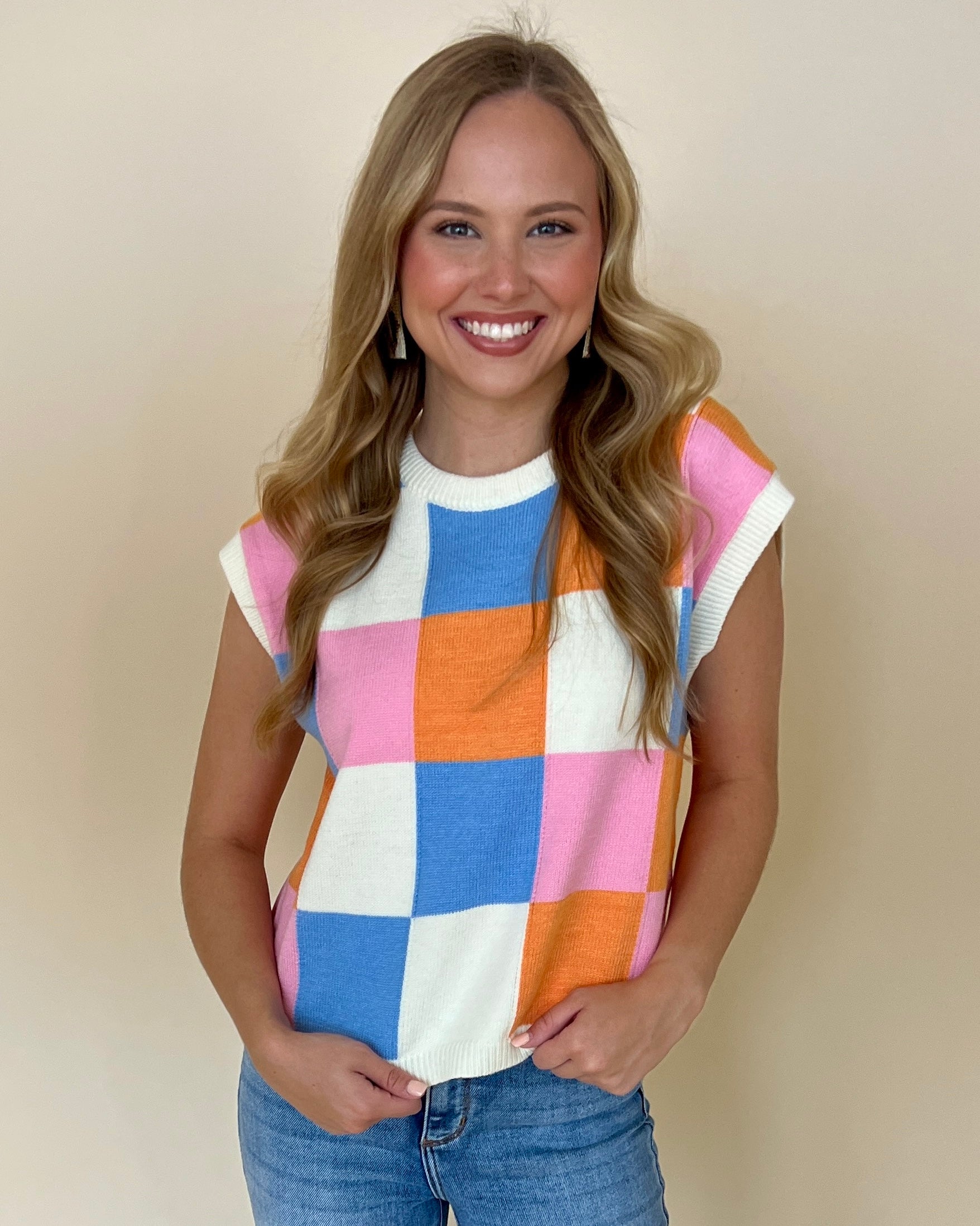 Looking For You Ivory Multi Checkered Sweater-Shop-Womens-Boutique-Clothing
