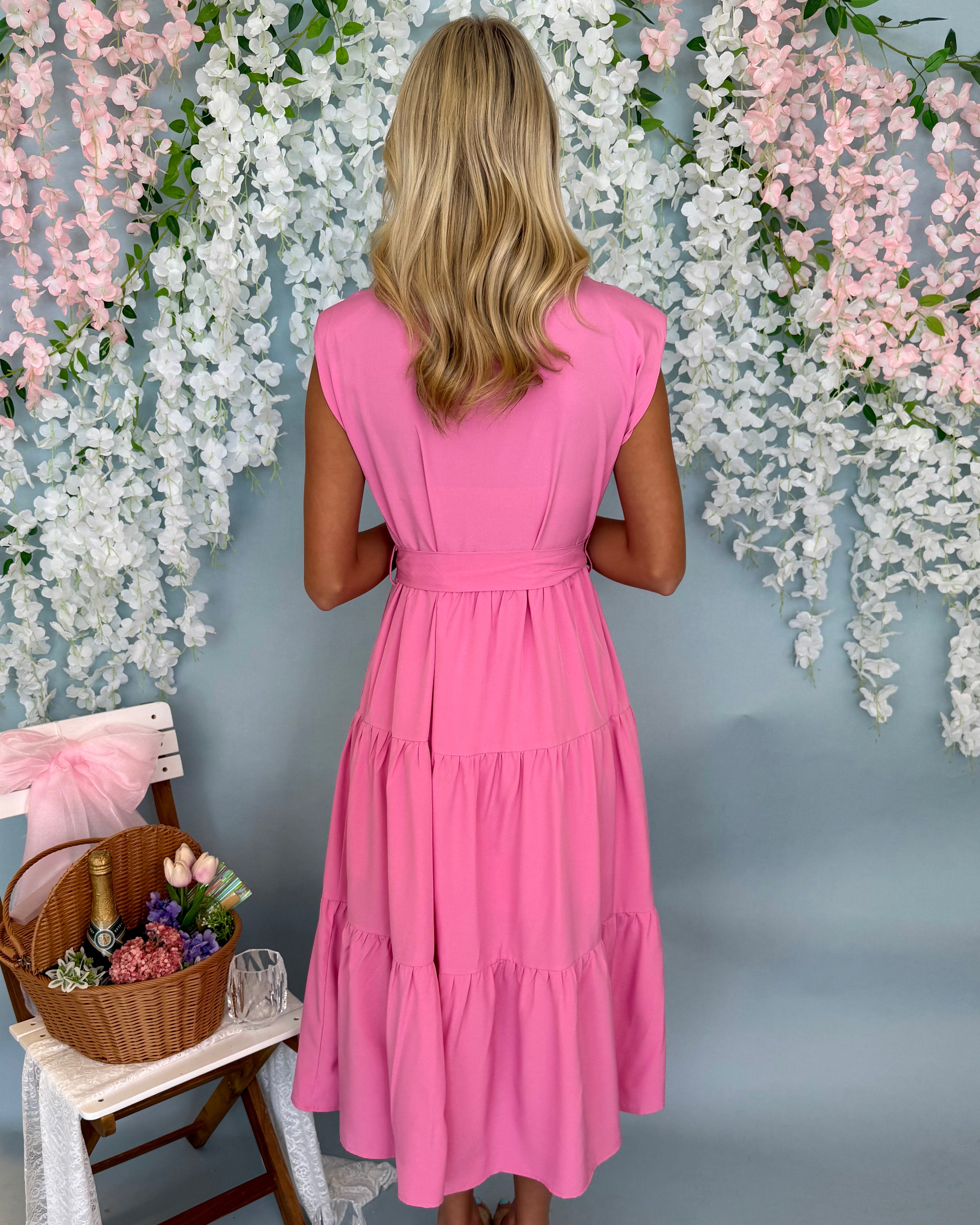 Perfect Date Pink Pleated Midi Dress-Shop-Womens-Boutique-Clothing