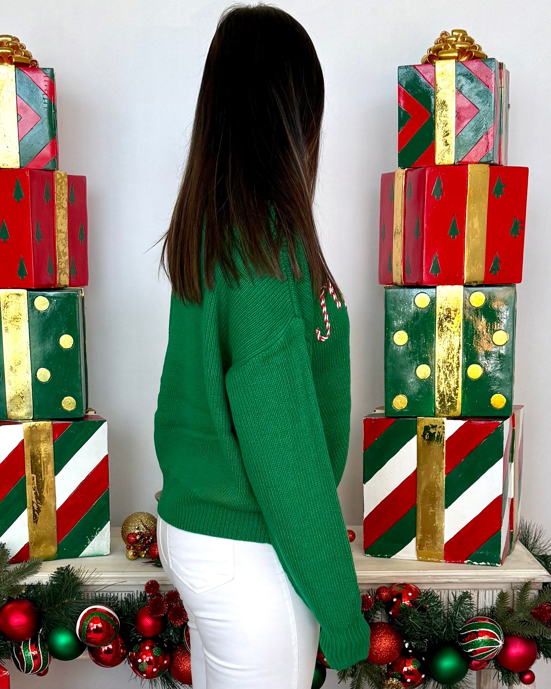 Holiday Vibes Christmas Green Merry Sweater-Shop-Womens-Boutique-Clothing