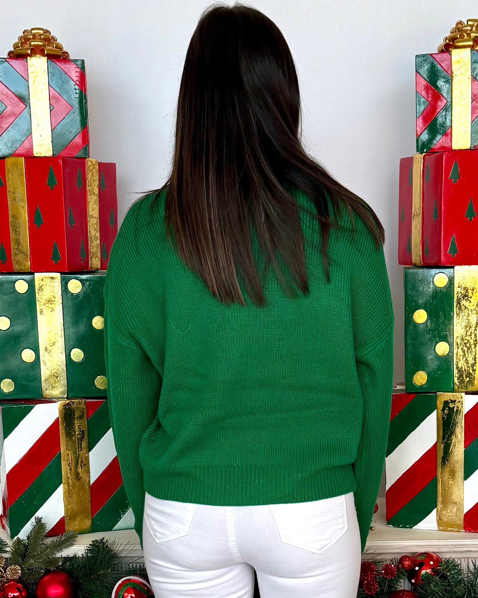 Holiday Vibes Christmas Green Merry Sweater-Shop-Womens-Boutique-Clothing