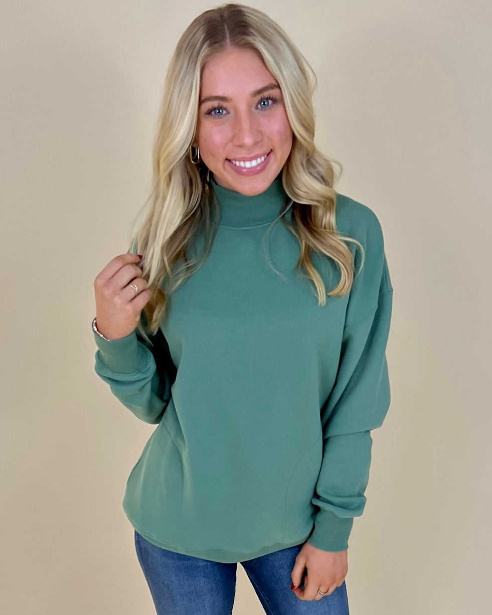 Staying In Sage Ribbed Sweatshirt-Shop-Womens-Boutique-Clothing