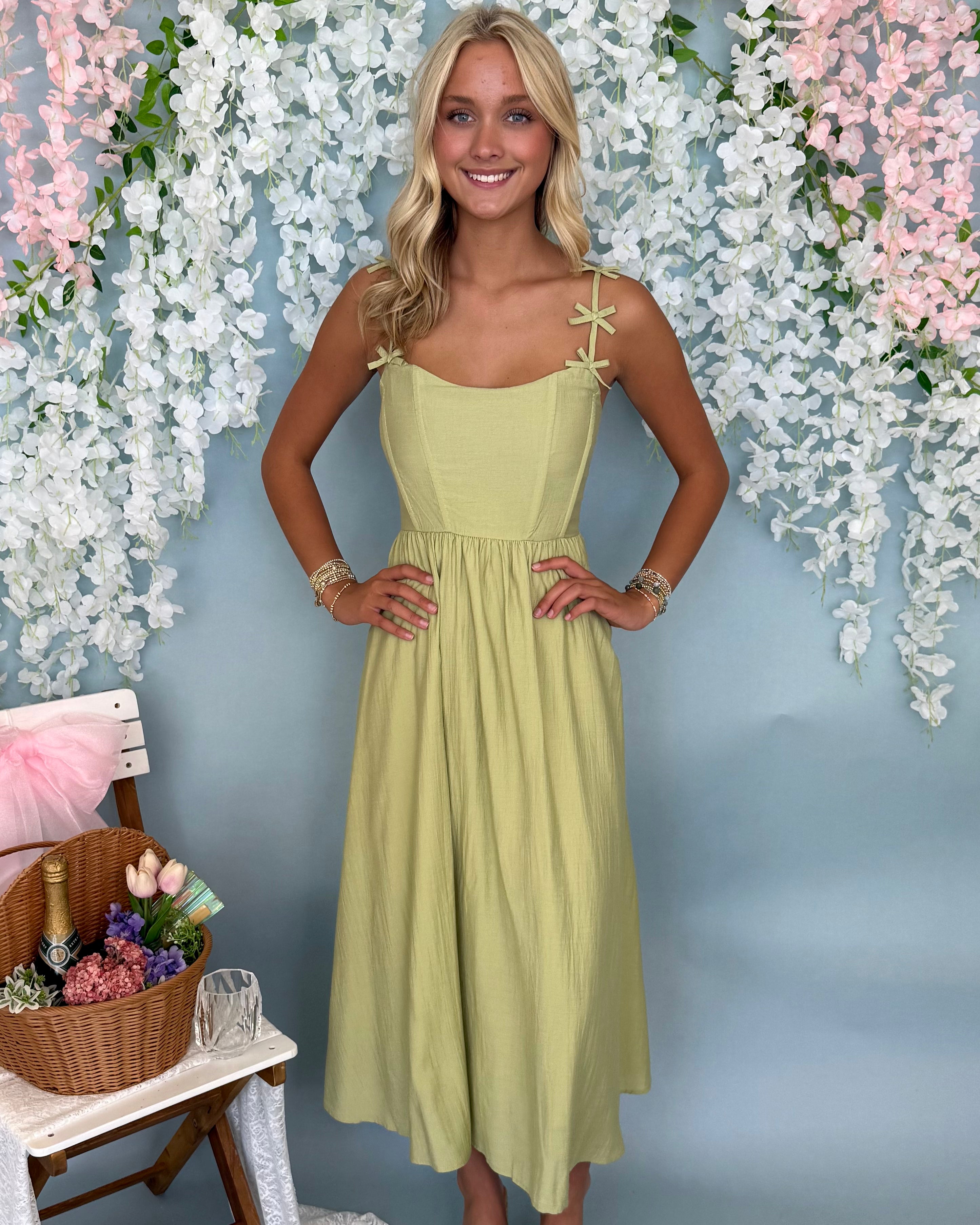 Endeavor Kiwi Bow Strap Maxi Dress-Shop-Womens-Boutique-Clothing