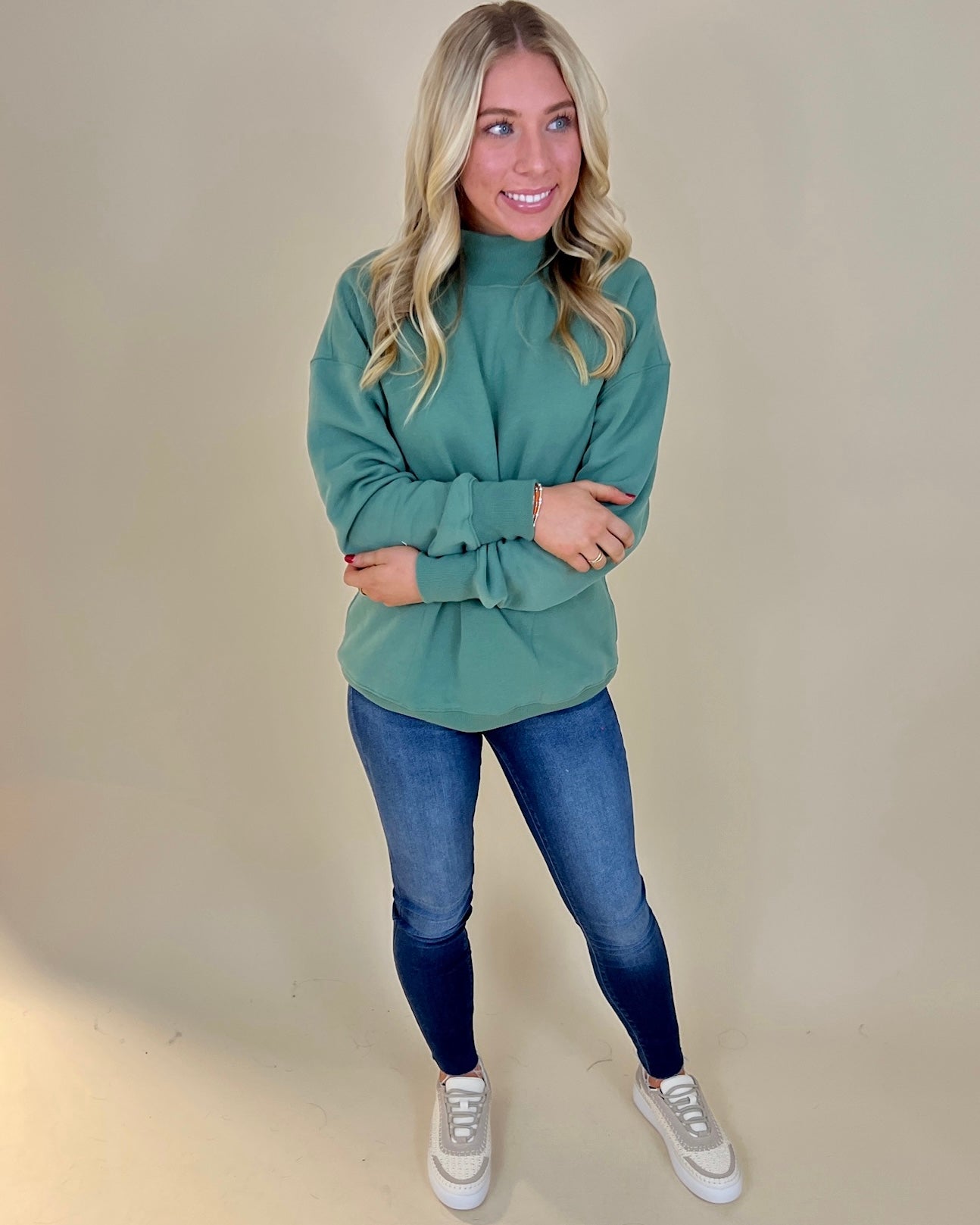 Staying In Sage Ribbed Sweatshirt-Shop-Womens-Boutique-Clothing