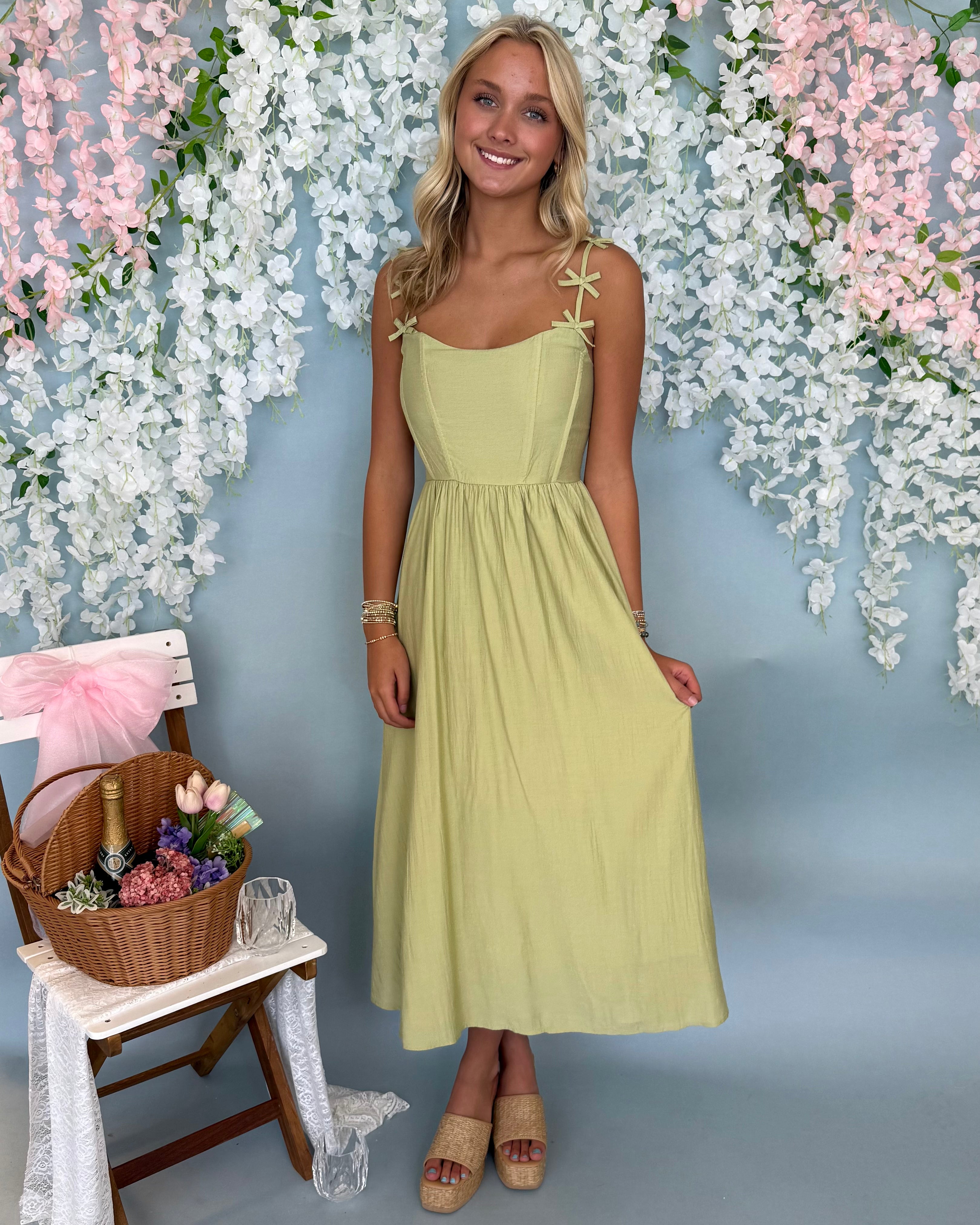 Endeavor Kiwi Bow Strap Maxi Dress-Shop-Womens-Boutique-Clothing
