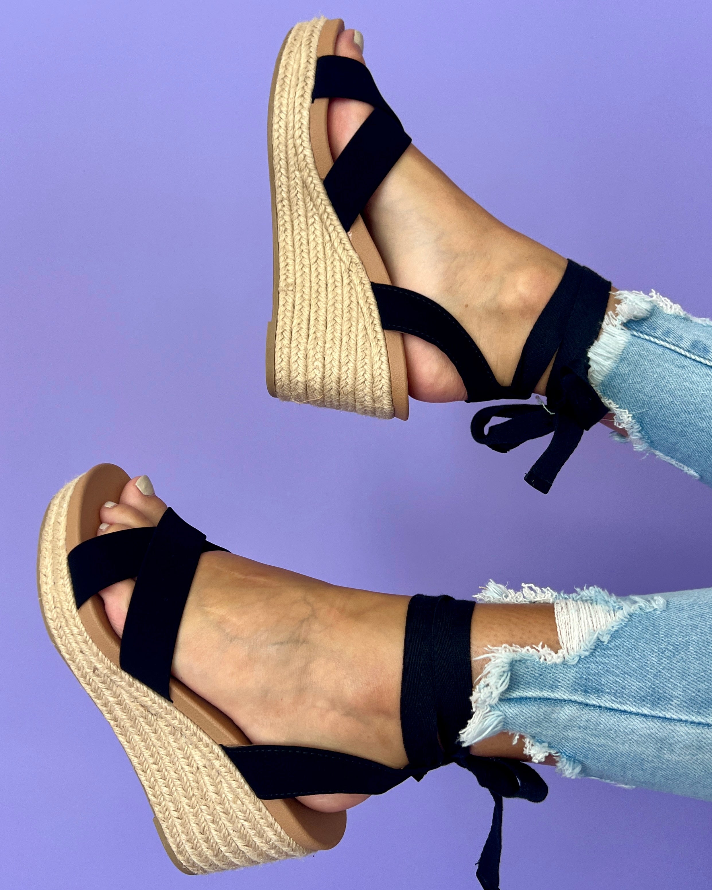 Jules Black Ankle Wrap Espadrille Wedges-Shop-Womens-Boutique-Clothing