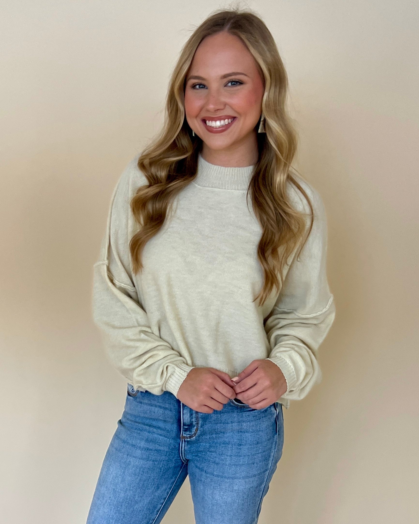 Falling For You Cream Brushed Crop Dolman Sweater-Shop-Womens-Boutique-Clothing