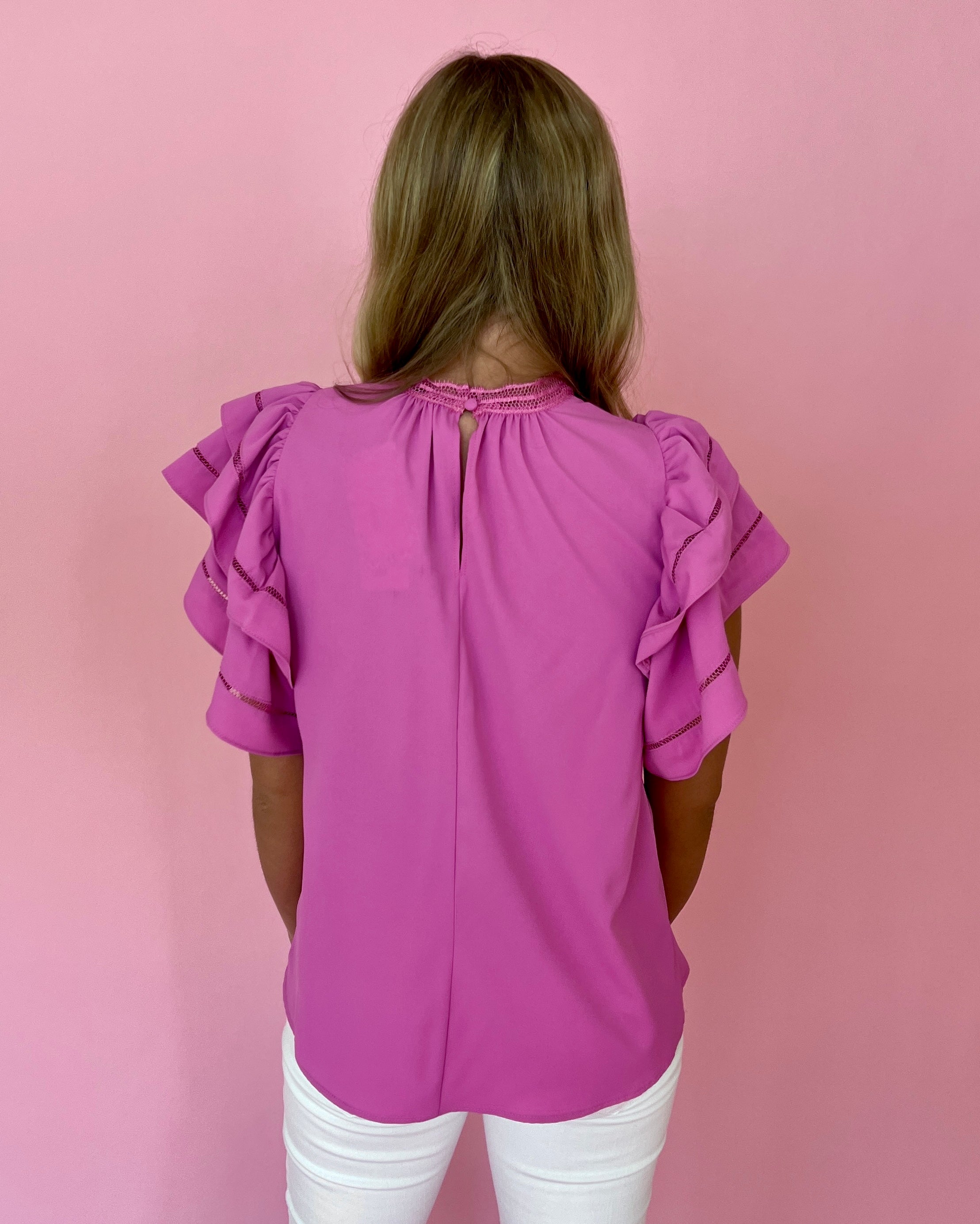 Sunny Days Pink Double Layer Sleeve Mock Neck Top-Shop-Womens-Boutique-Clothing