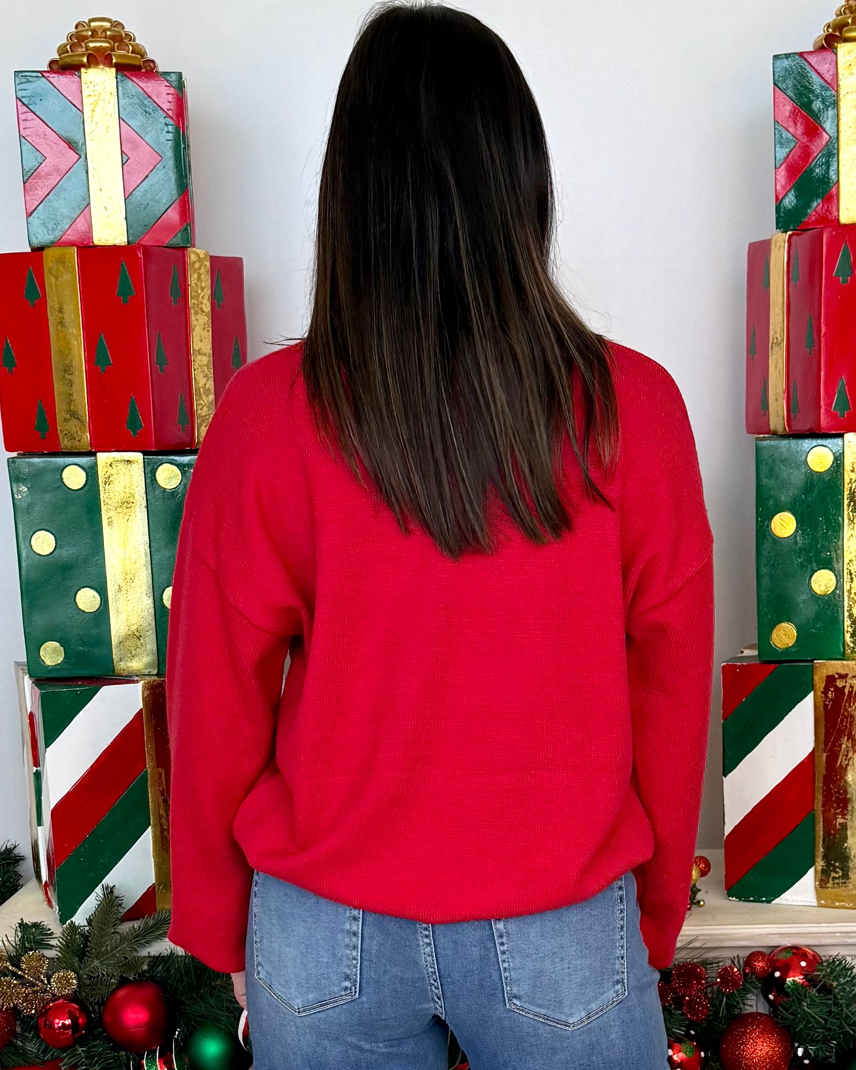 Back Better Red Sequin Nutcracker Sweater-Shop-Womens-Boutique-Clothing