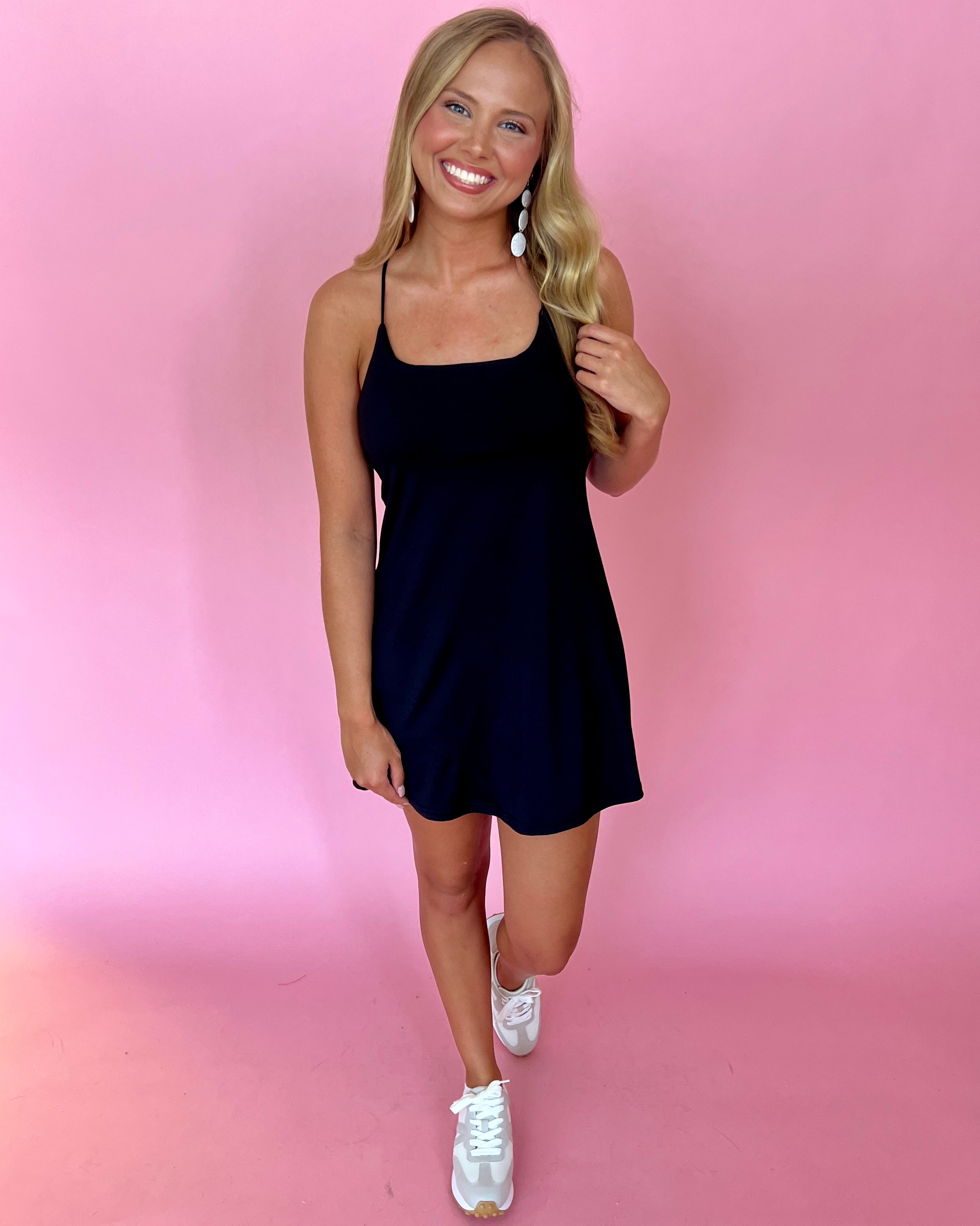 Jump For Joy Black A-Line Padded Tennis Dress-Shop-Womens-Boutique-Clothing
