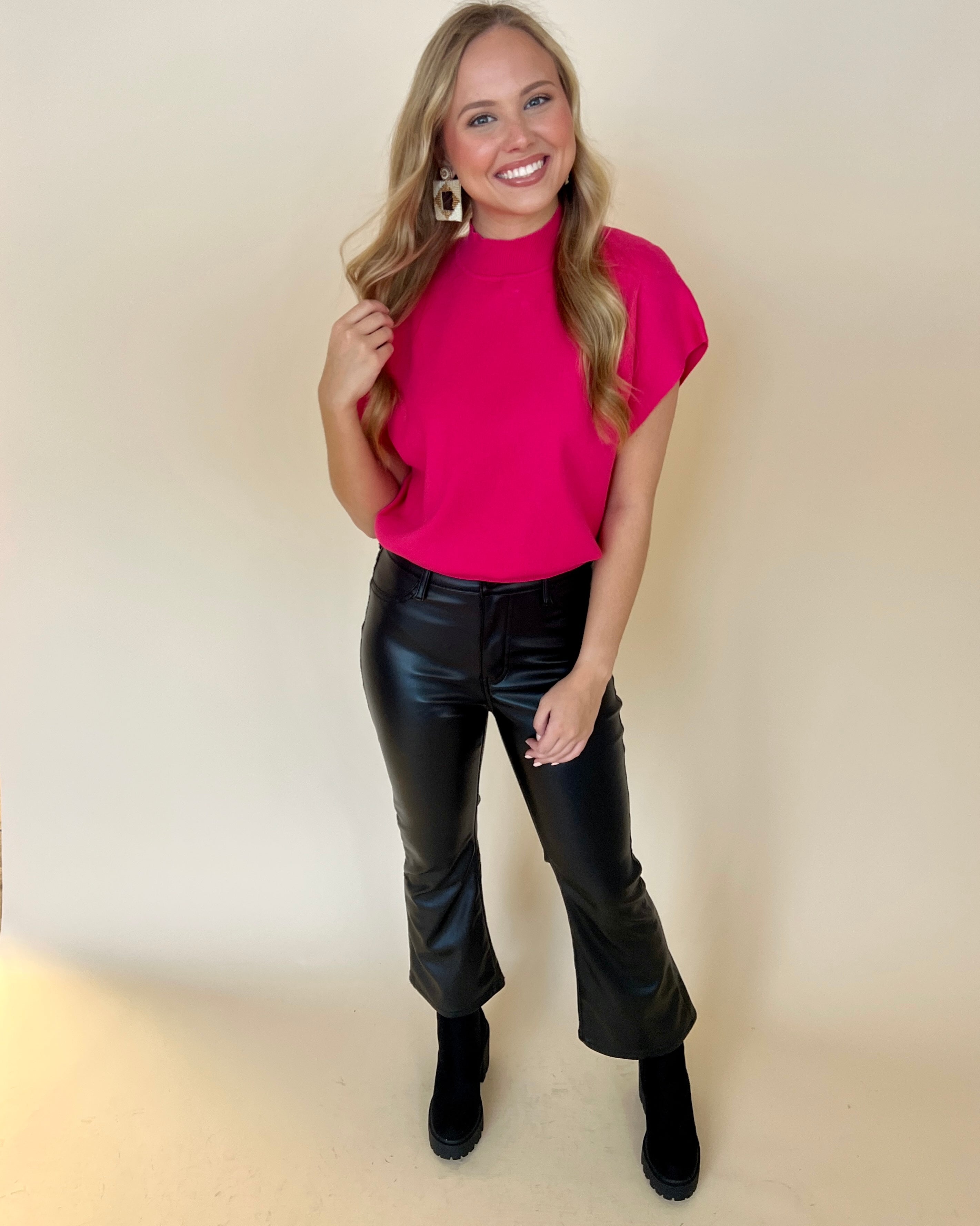 Here's To You Hot Pink Knit Top-Shop-Womens-Boutique-Clothing