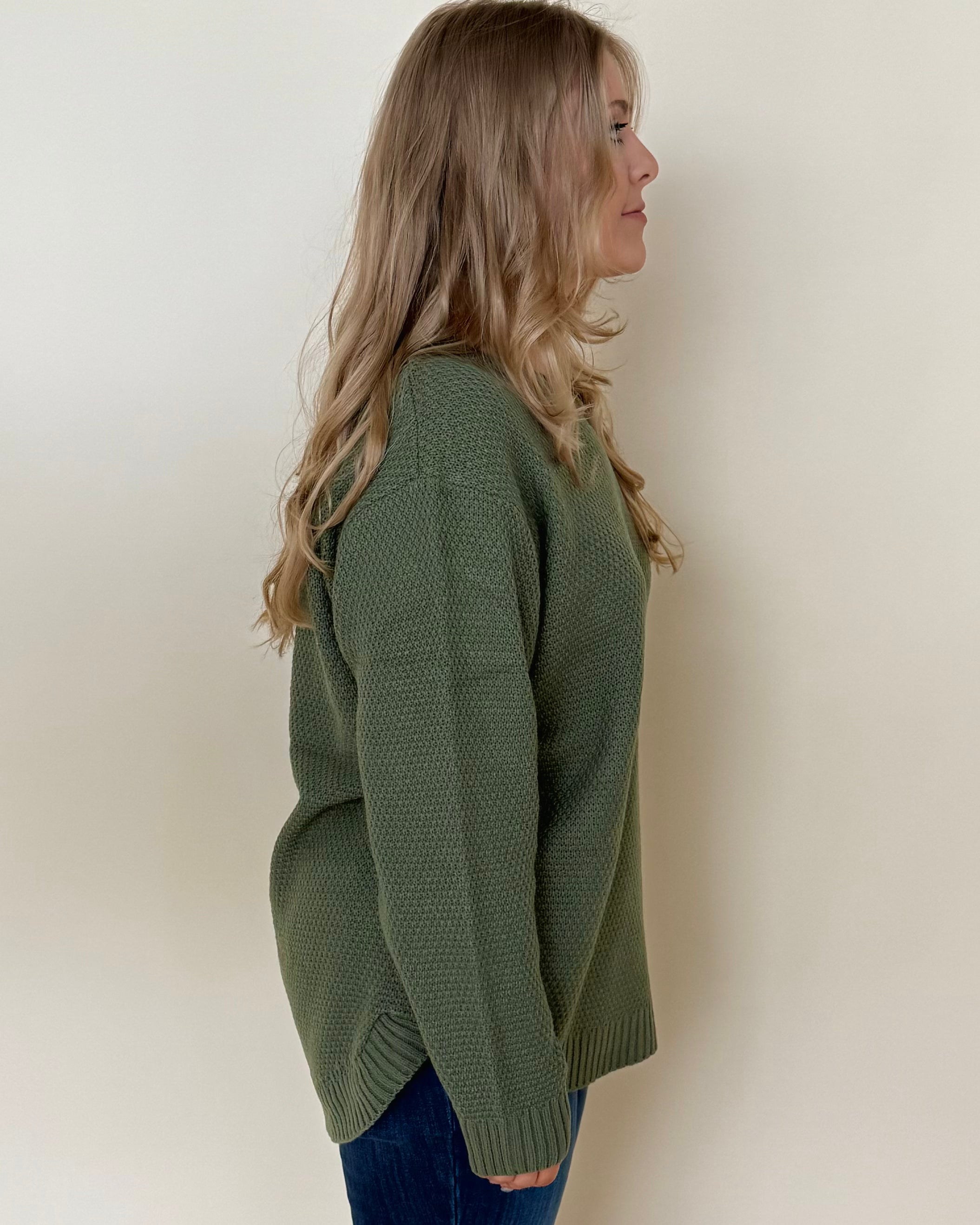 Straight On Lt Olive Plus Basic Sweater-Shop-Womens-Boutique-Clothing