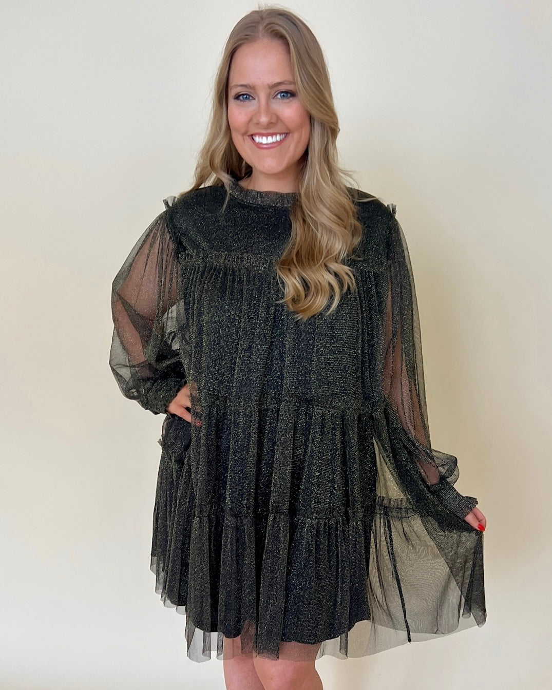 Shimmery Babe Black Plus Metallic Dress-Shop-Womens-Boutique-Clothing