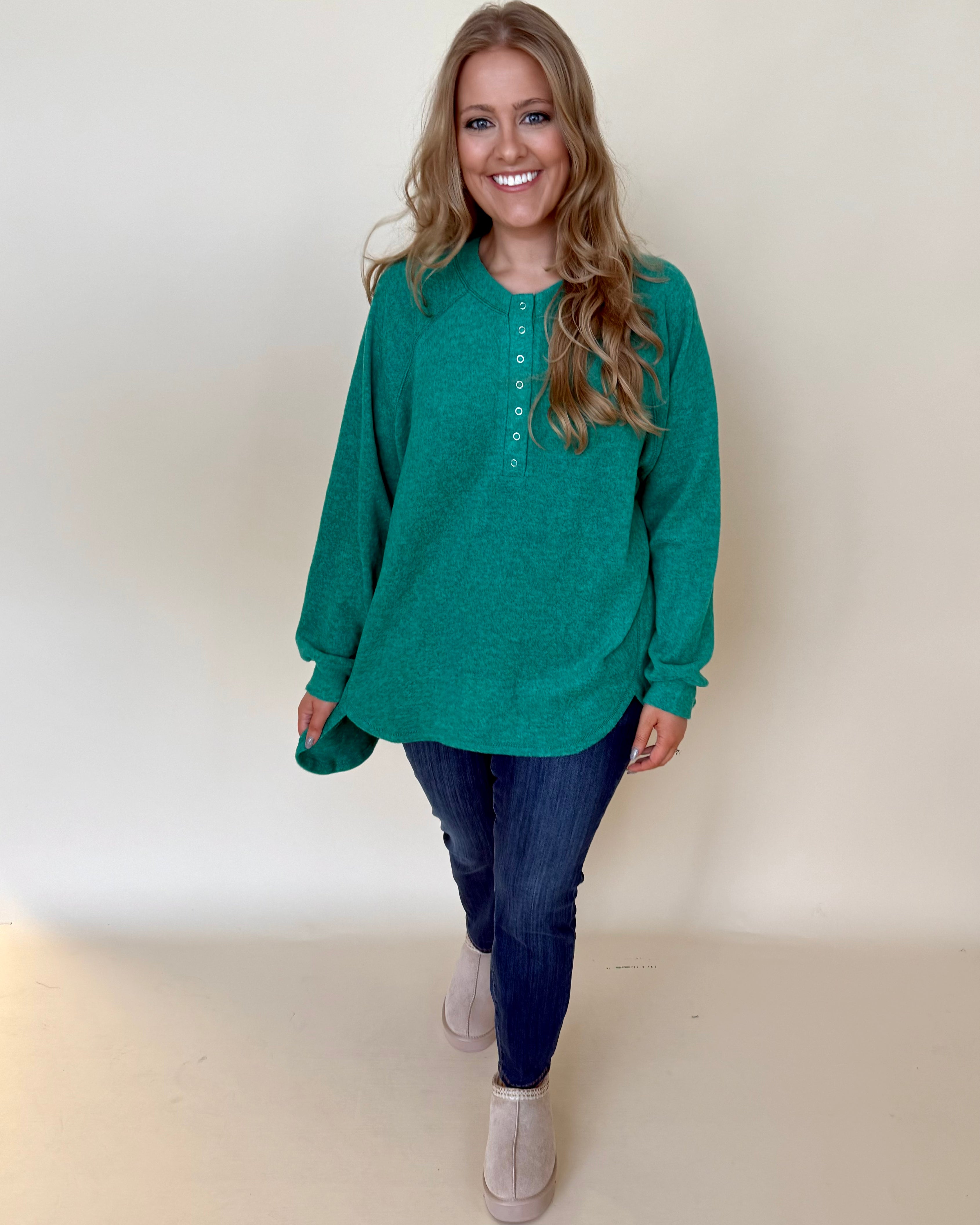 Listen Closely Forest Plus Henley Sweater-Shop-Womens-Boutique-Clothing