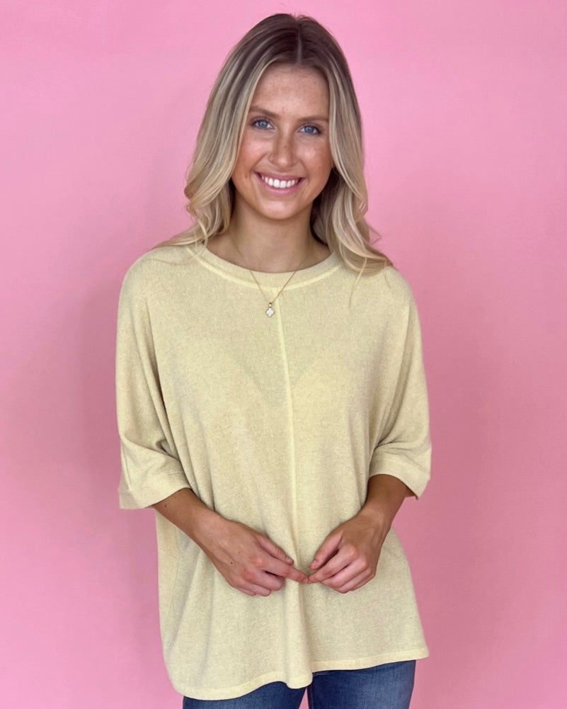 Runs On Dreams Lemon Round Neck Dolman Sleeve Top-Shop-Womens-Boutique-Clothing