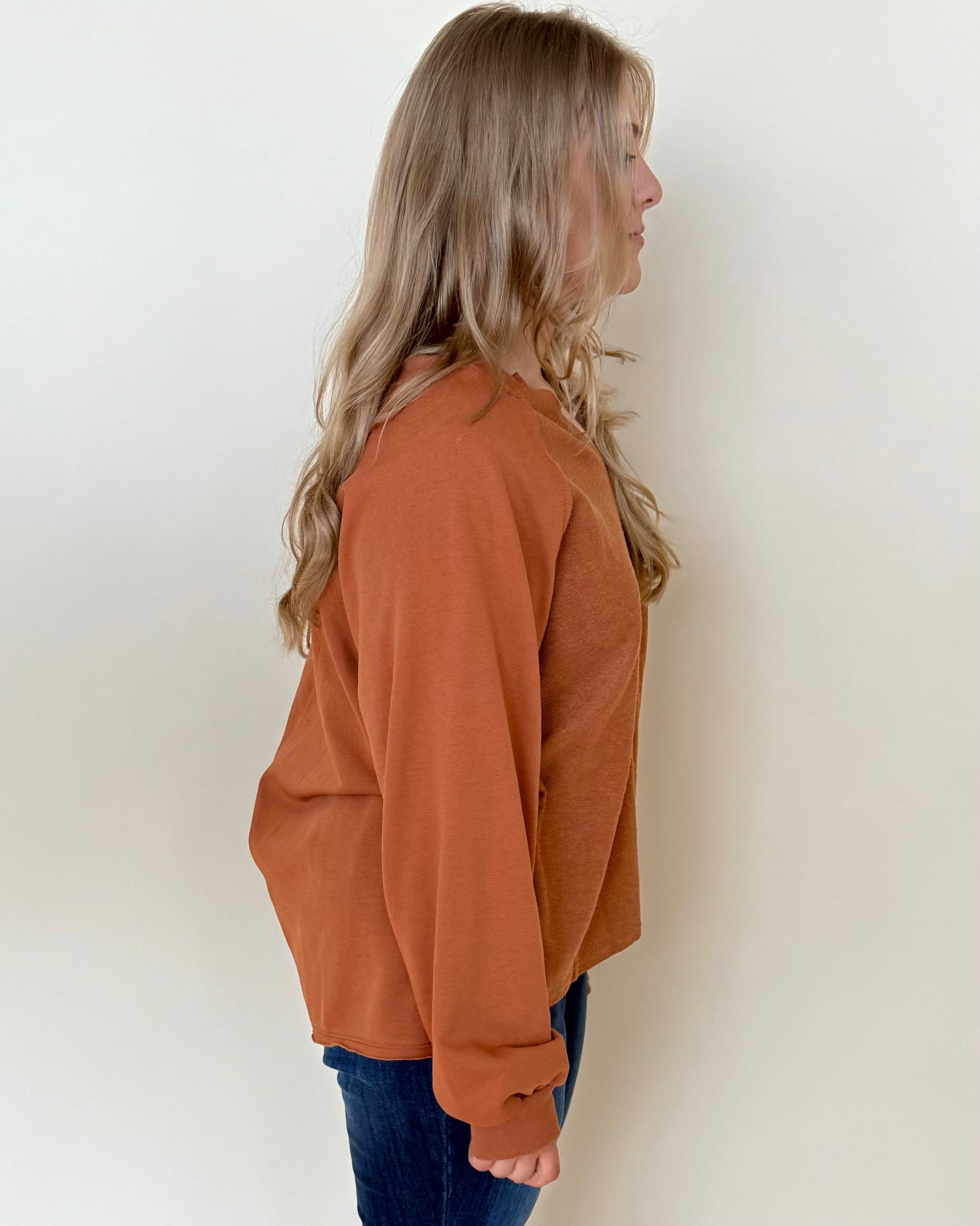 By The Day Rust Plus V-Neck Top-Shop-Womens-Boutique-Clothing