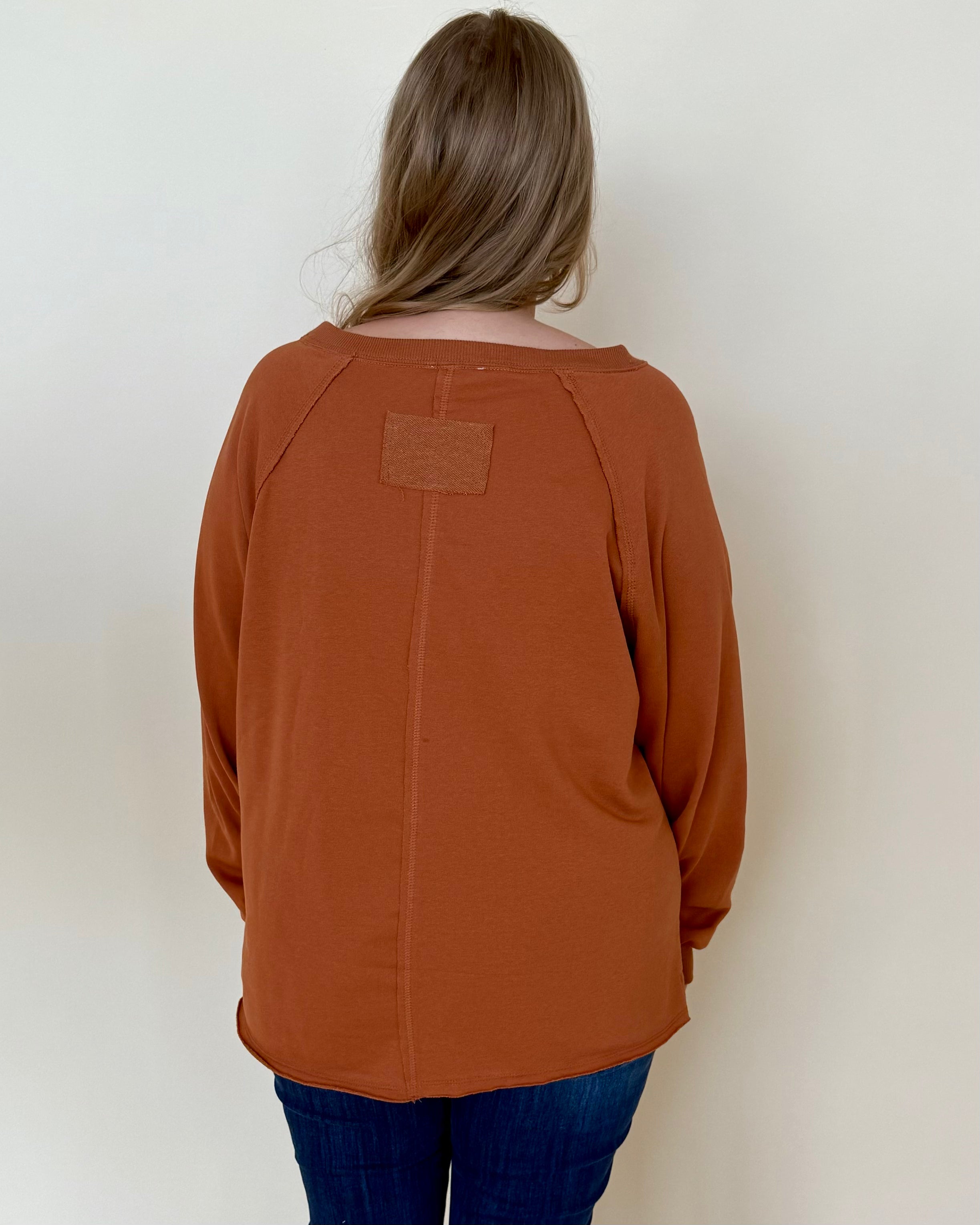 By The Day Rust Plus V-Neck Top-Shop-Womens-Boutique-Clothing