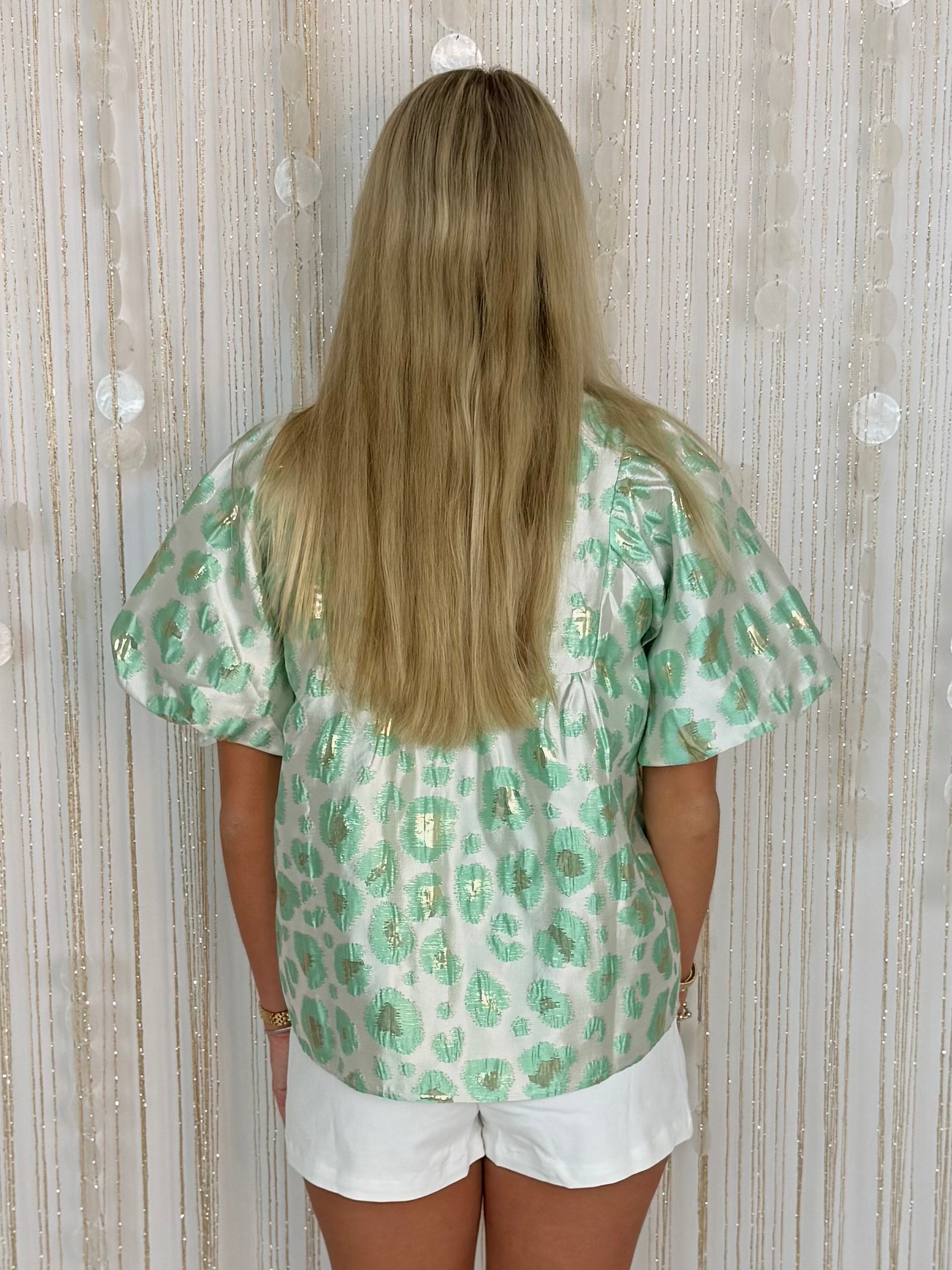 Nothing But Glam Mint Floral Jacquard Babydoll Top-Shop-Womens-Boutique-Clothing