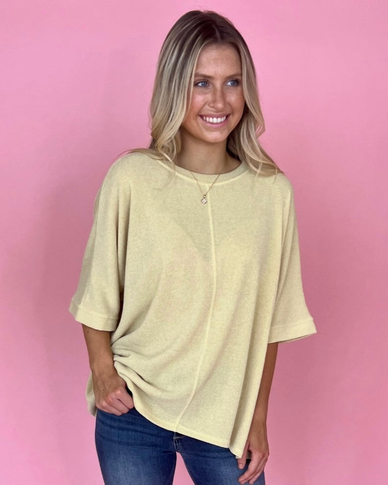Runs On Dreams Lemon Round Neck Dolman Sleeve Top-Shop-Womens-Boutique-Clothing