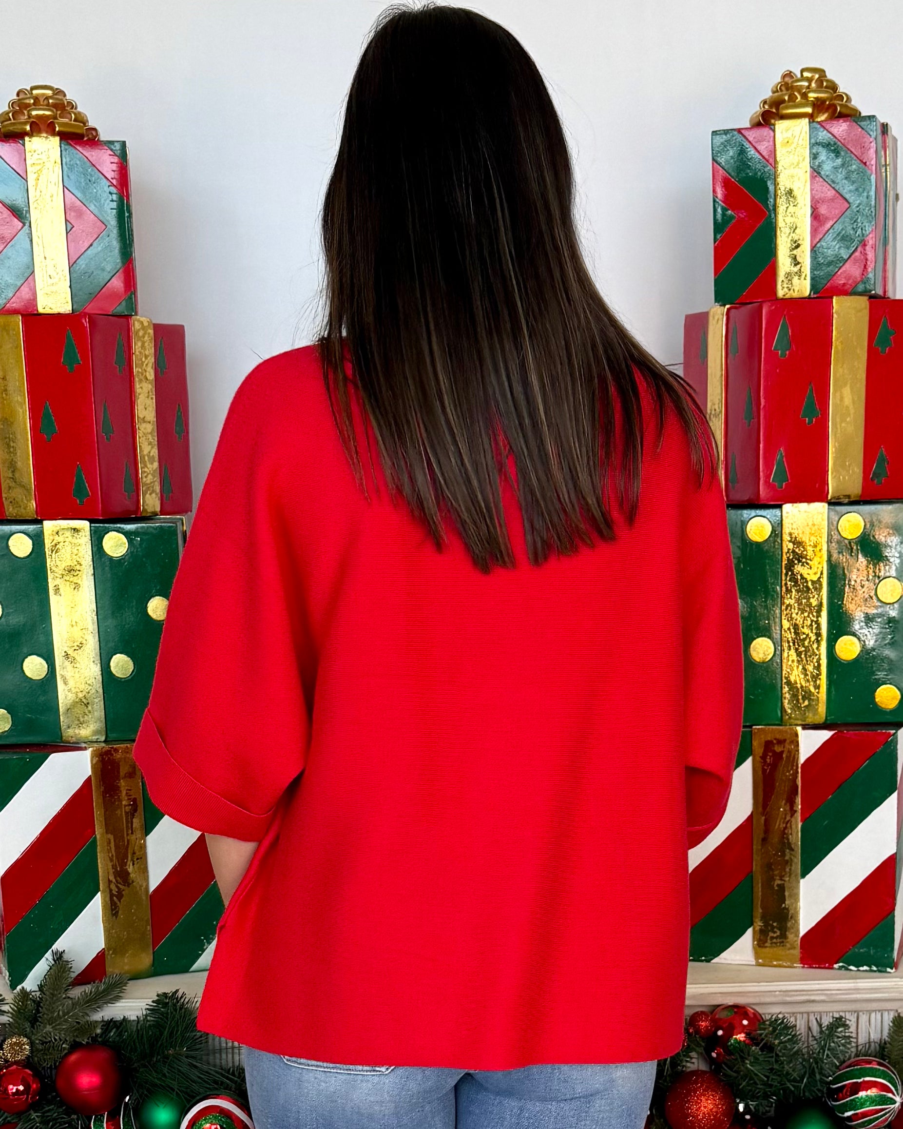 Woodland Wanderer Red Mock Neck Sweater-Shop-Womens-Boutique-Clothing