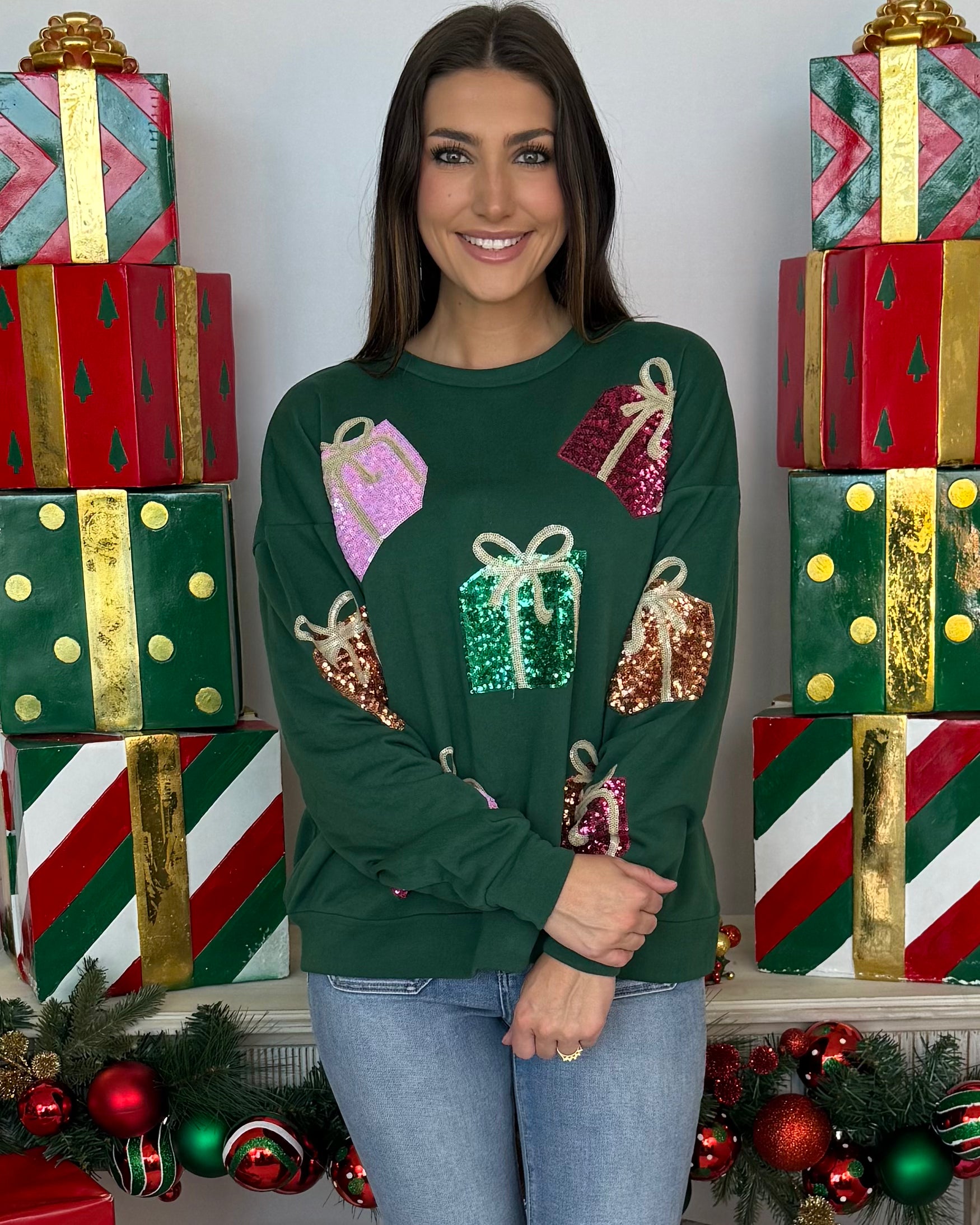 You Earned It Green Sequin Gift Top-Shop-Womens-Boutique-Clothing