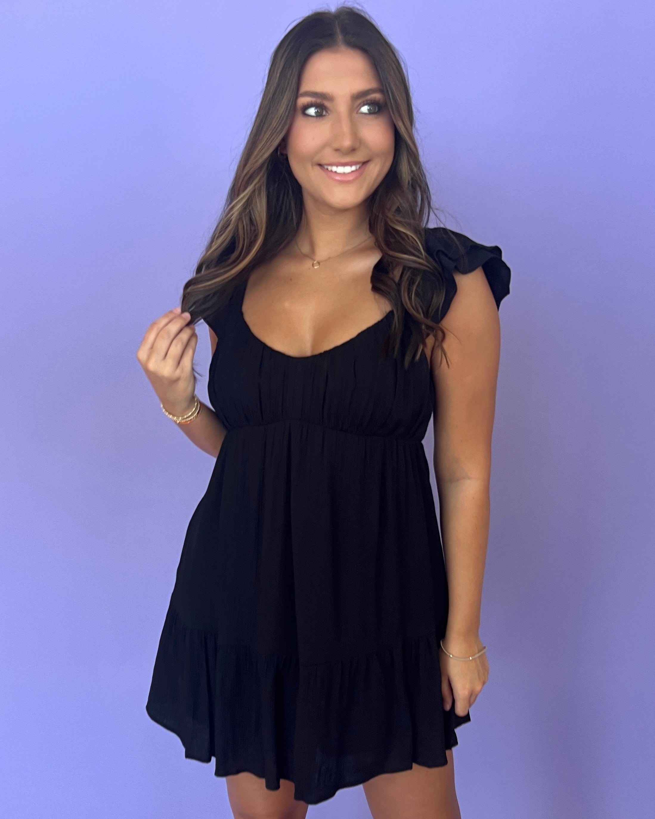 Right On Black Ruched Bust Dress-Shop-Womens-Boutique-Clothing