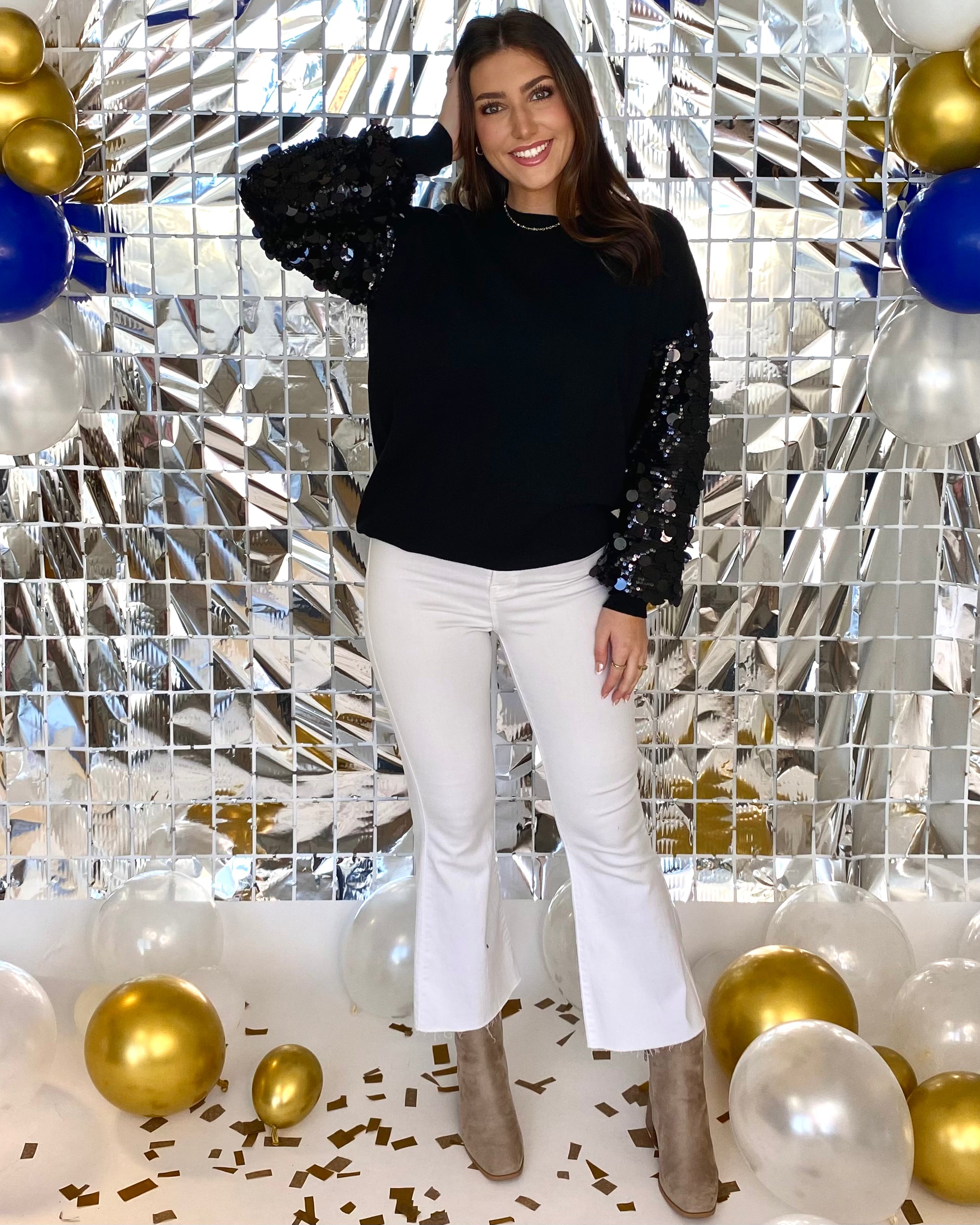 Created Interest Black Sequin Sweater-Shop-Womens-Boutique-Clothing