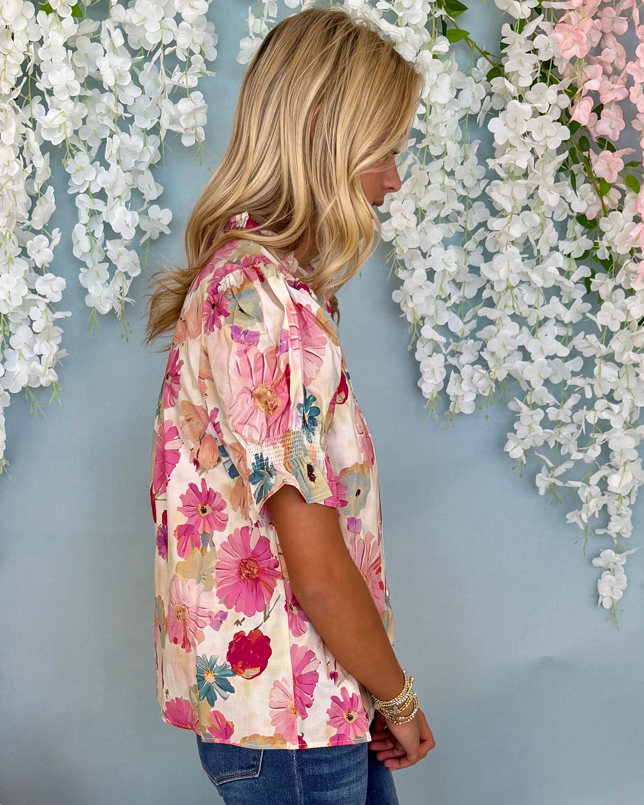 Sweet Sunshine Berry Floral Tie Top-Shop-Womens-Boutique-Clothing