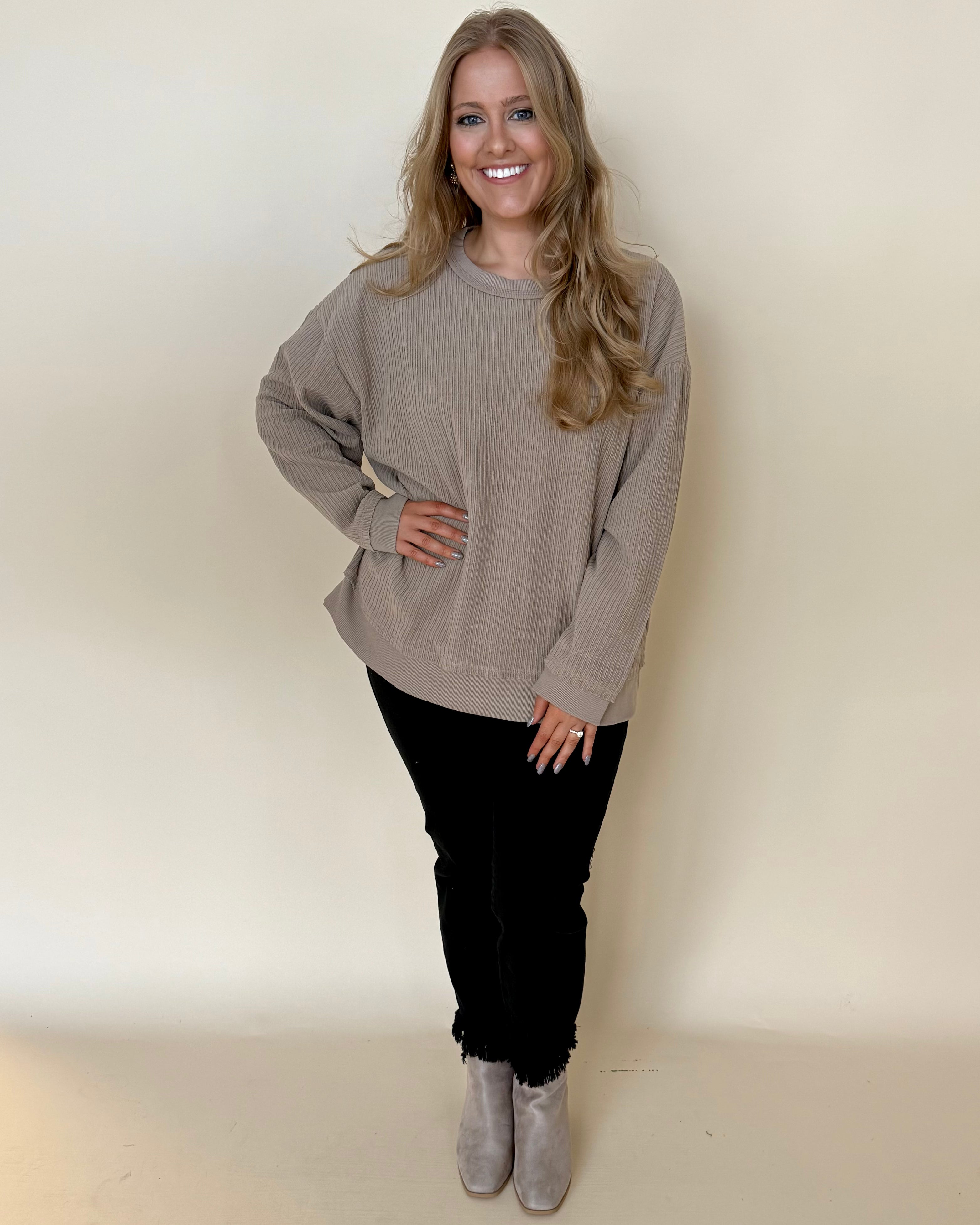 Trace It Mocha Plus Ribbed Top-Shop-Womens-Boutique-Clothing