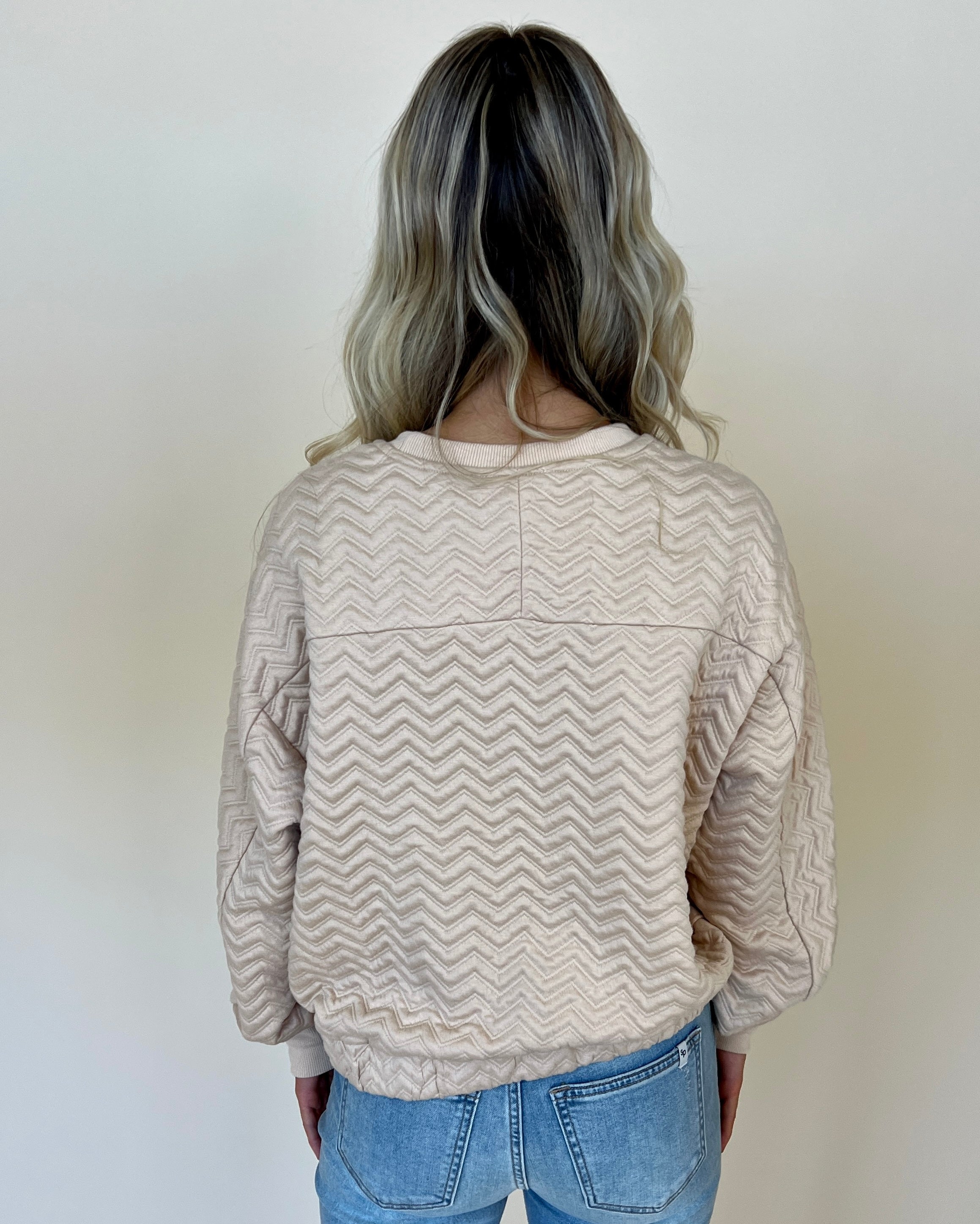 Easily Impressed Khaki Chevron Textured Top-Shop-Womens-Boutique-Clothing