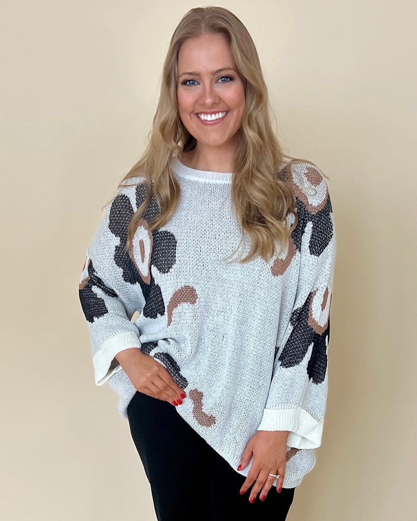 In The Moment Ivory Plus Floral Knit Sweater-Shop-Womens-Boutique-Clothing