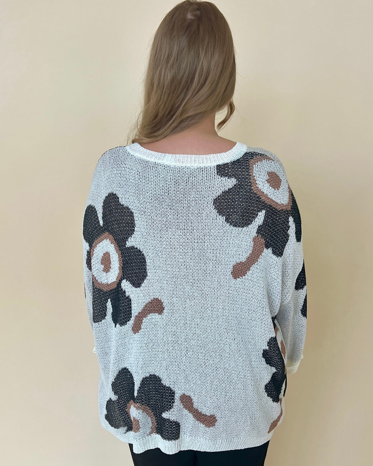In The Moment Ivory Plus Floral Knit Sweater-Shop-Womens-Boutique-Clothing