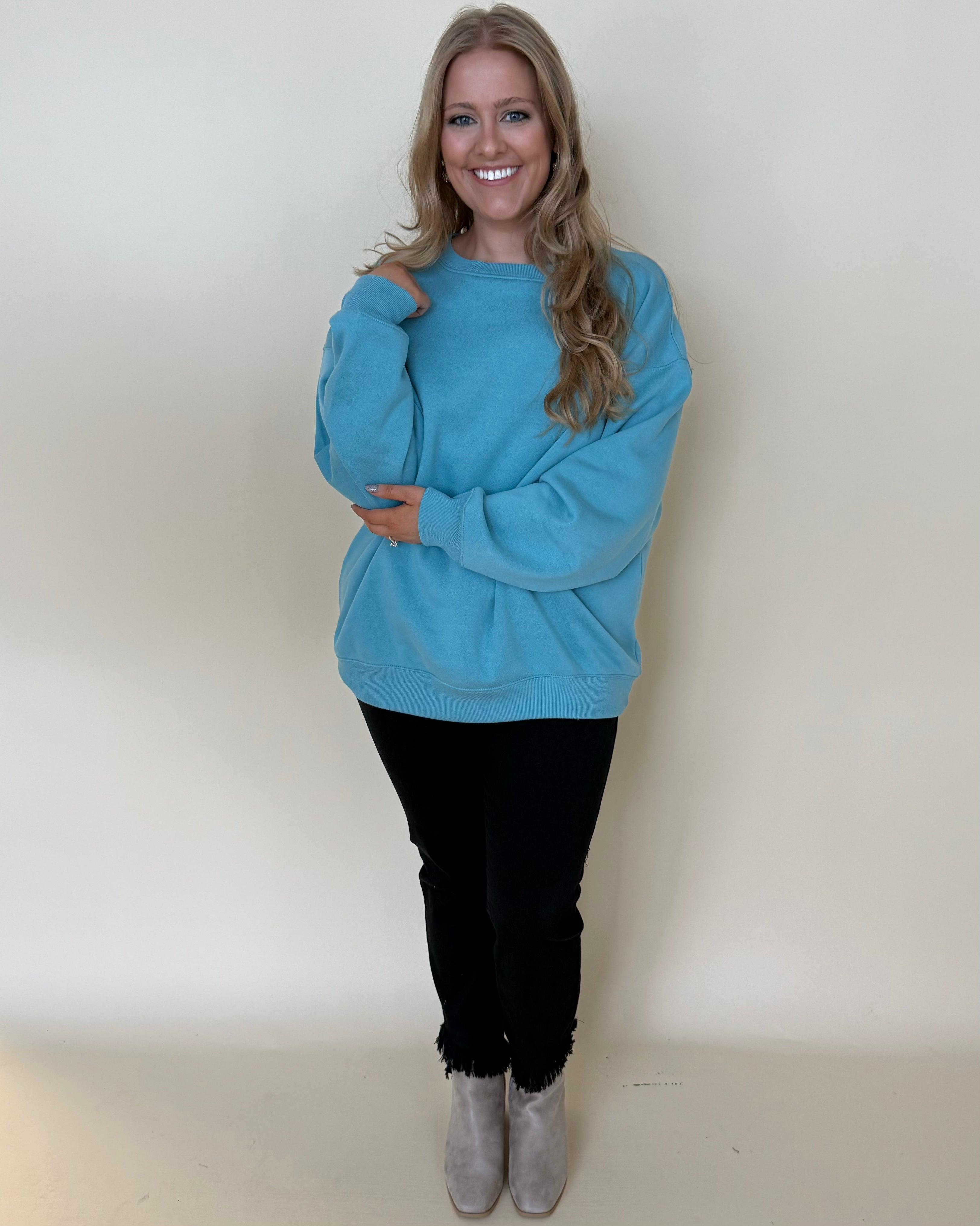 Wide Range Dusty Teal Plus Sweatshirt-Shop-Womens-Boutique-Clothing