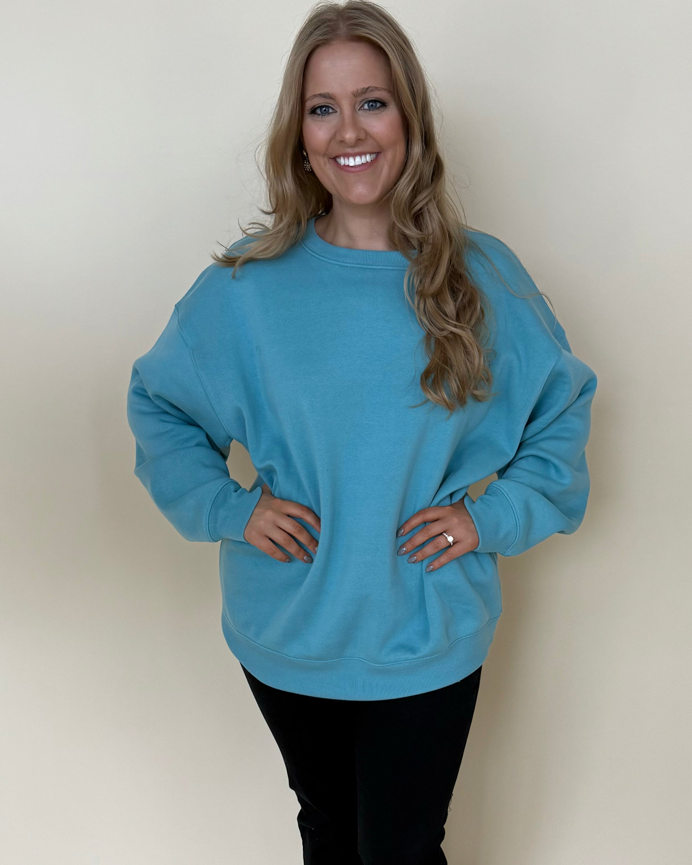 Wide Range Dusty Teal Plus Sweatshirt-Shop-Womens-Boutique-Clothing