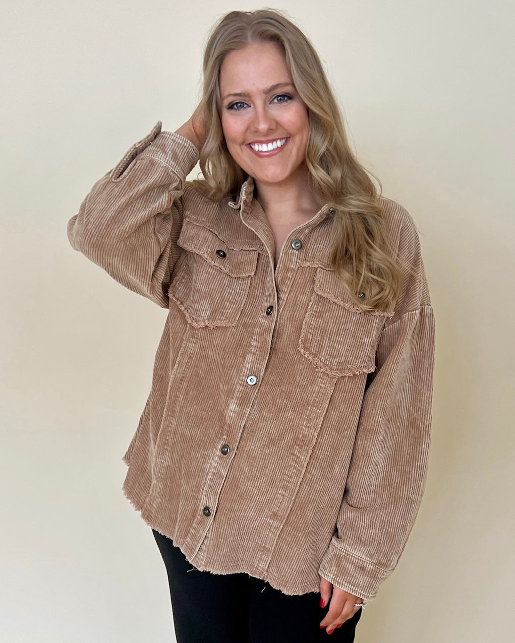 Good Side Mocha Plus Corduroy Jacket-Shop-Womens-Boutique-Clothing