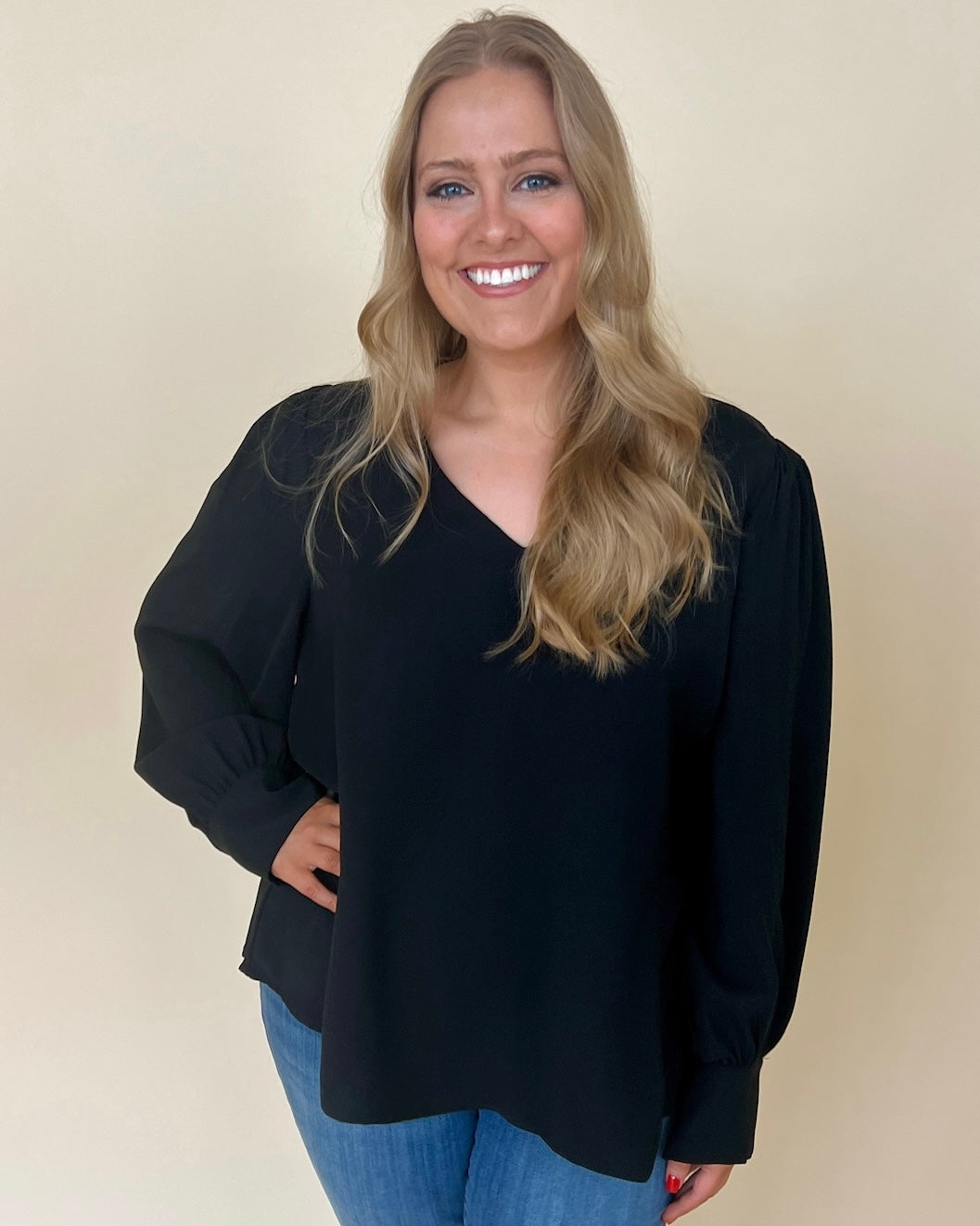 Find You Well Black Plus V-neck Top-Shop-Womens-Boutique-Clothing