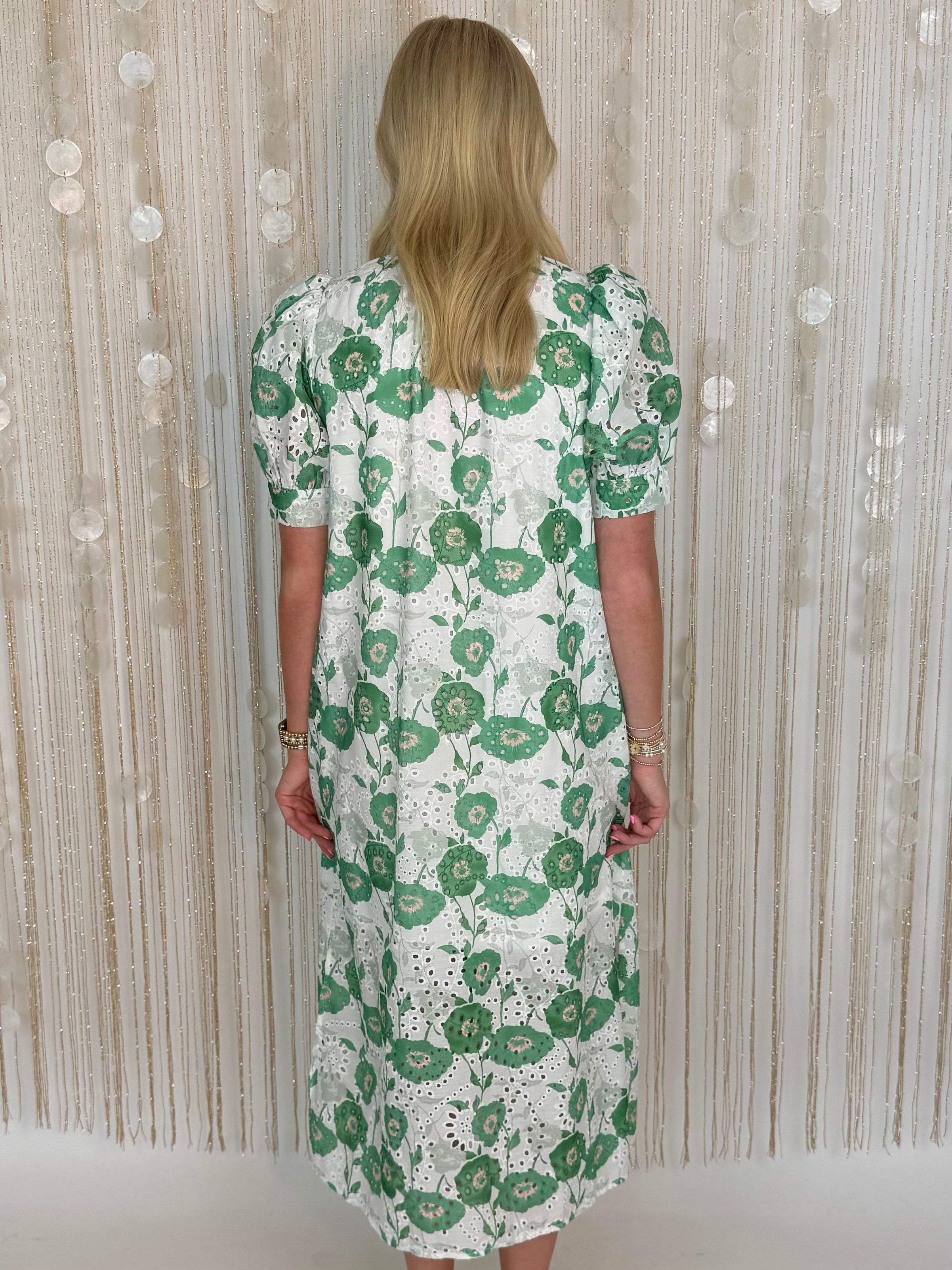 Sandy Secrets Green Floral Eyelet Dress-Shop-Womens-Boutique-Clothing