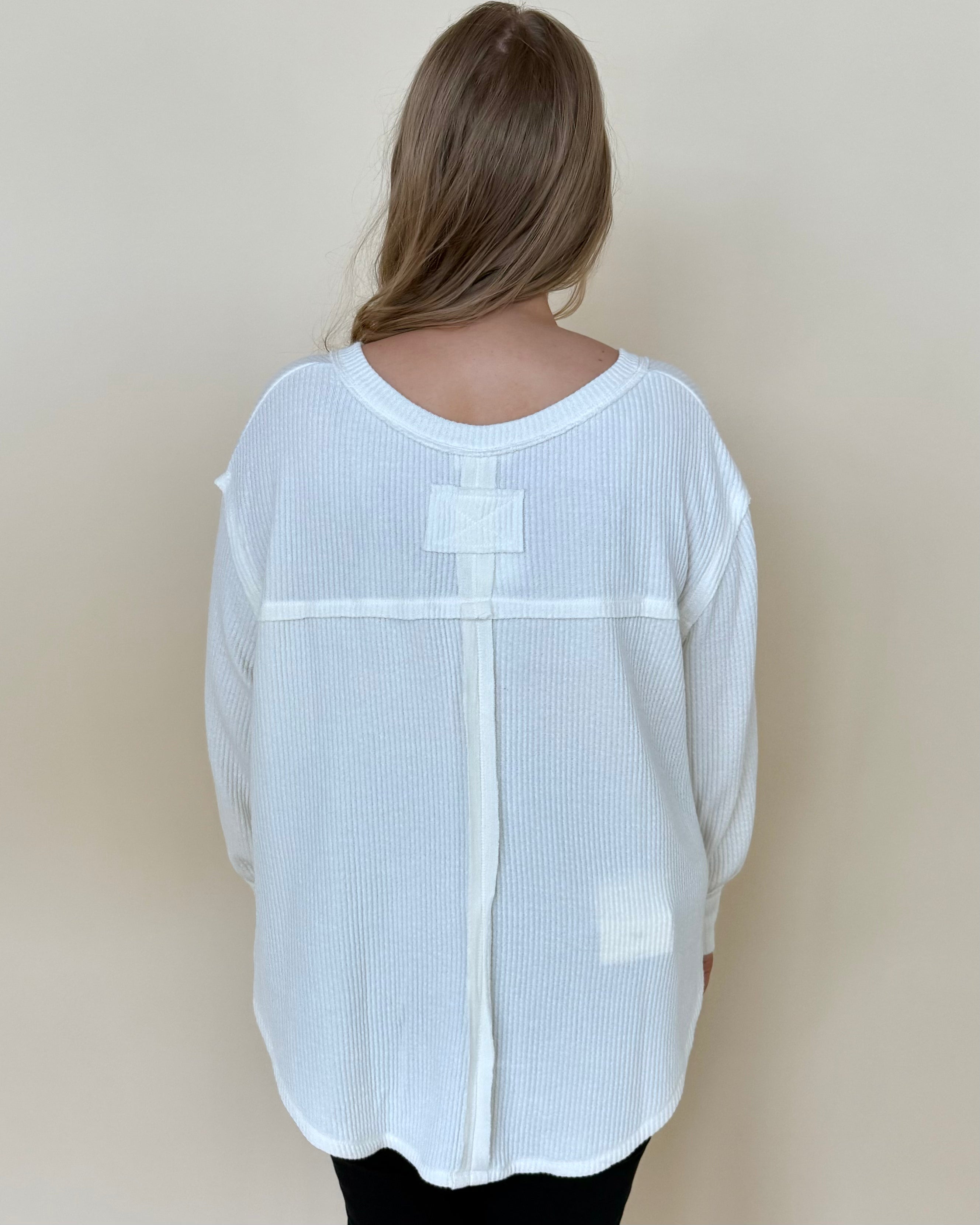 Set Out Cream Plus V-Neck Top-Shop-Womens-Boutique-Clothing