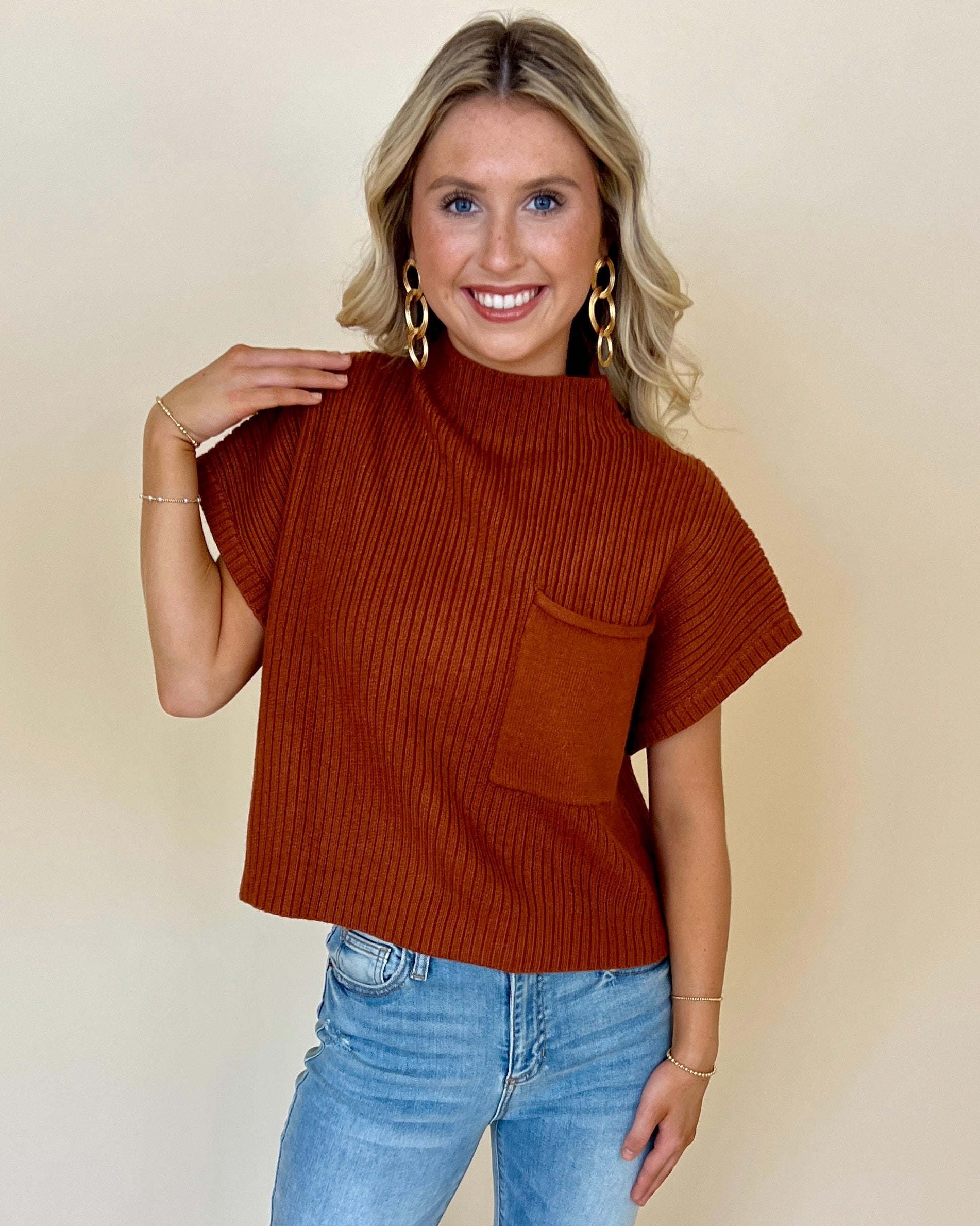 Still Holding On Copper Pocket Sweater-Sold out-Shop-Womens-Boutique-Clothing