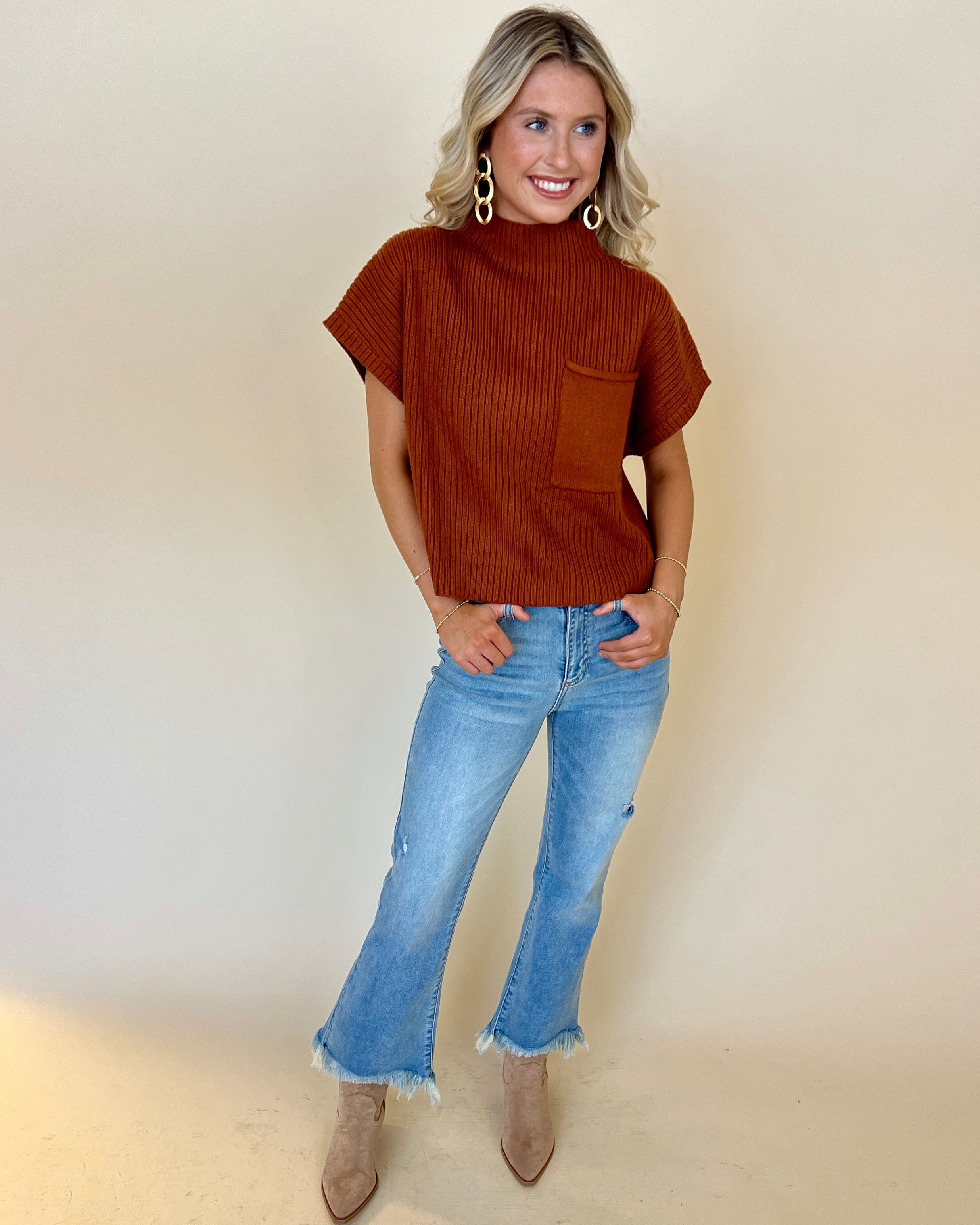 Still Holding On Copper Pocket Sweater-Sold out-Shop-Womens-Boutique-Clothing
