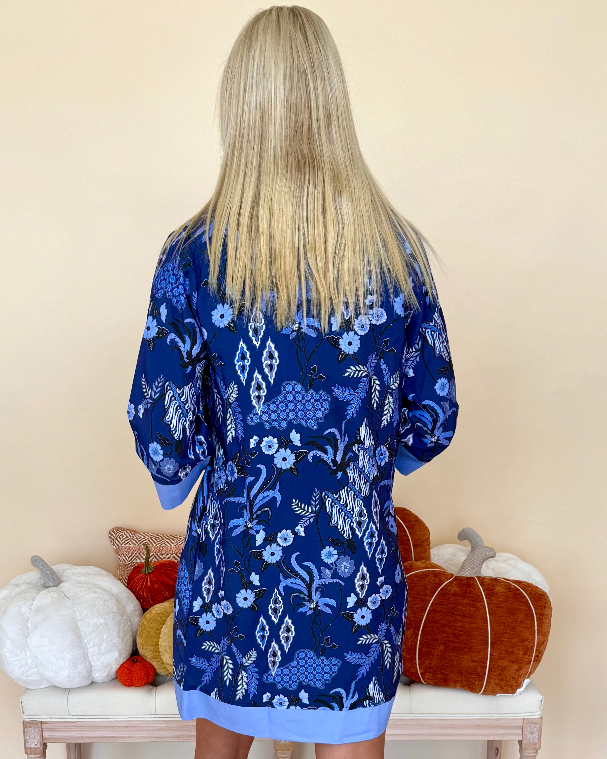 Sign Of The Times Blue Boho Floral Dress-Shop-Womens-Boutique-Clothing