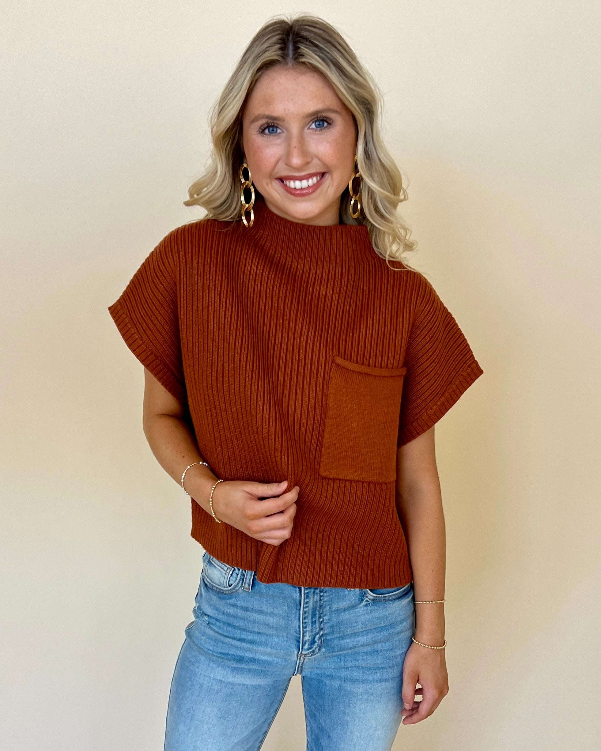 Still Holding On Copper Pocket Sweater-Sold out-Shop-Womens-Boutique-Clothing